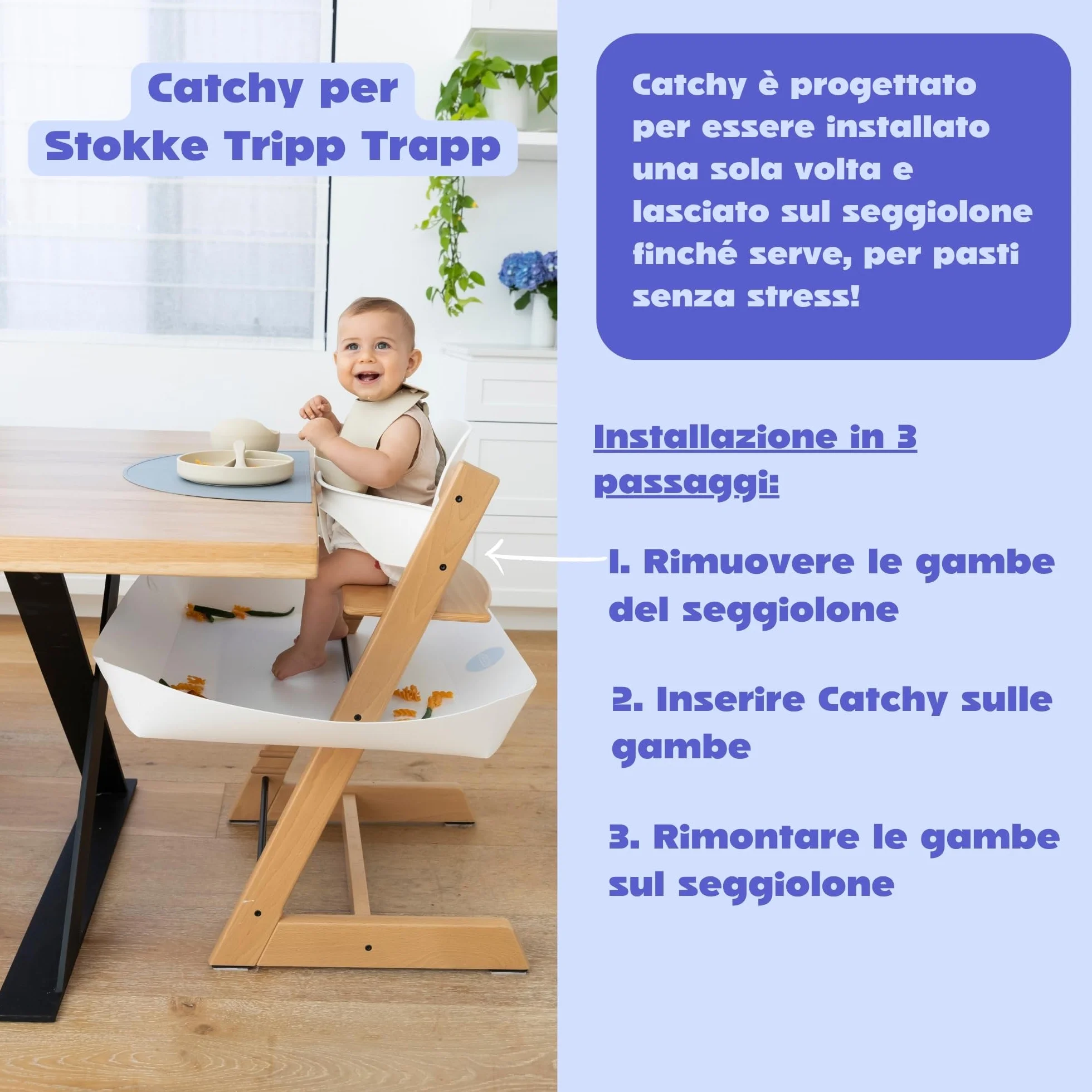 CATCHY Cattura cibo Accessorio sotto il seggiolone Compatibile Stokke Tripp Trapp