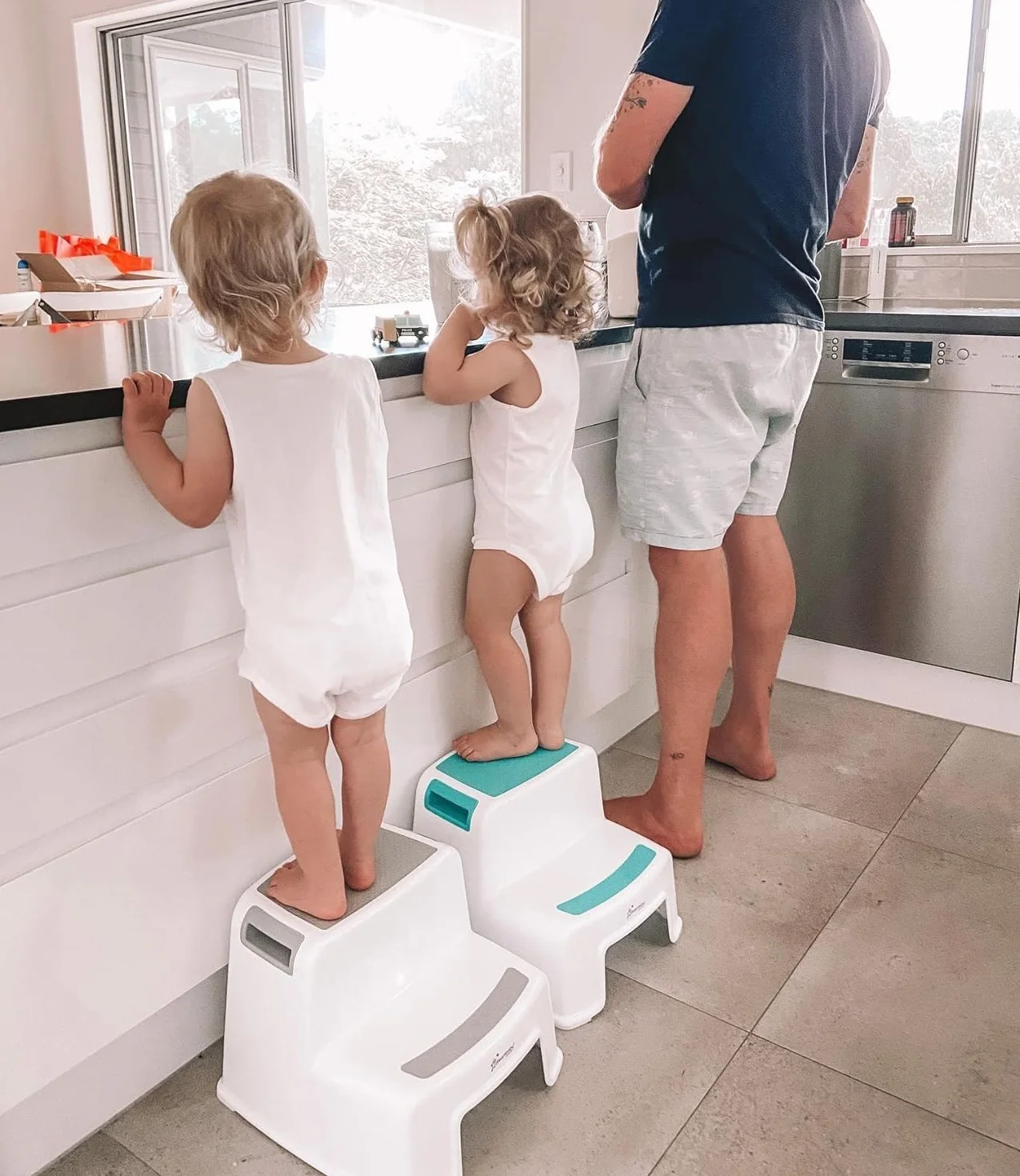 Dreambaby Sgabello Due Gradini Bianco Grigio