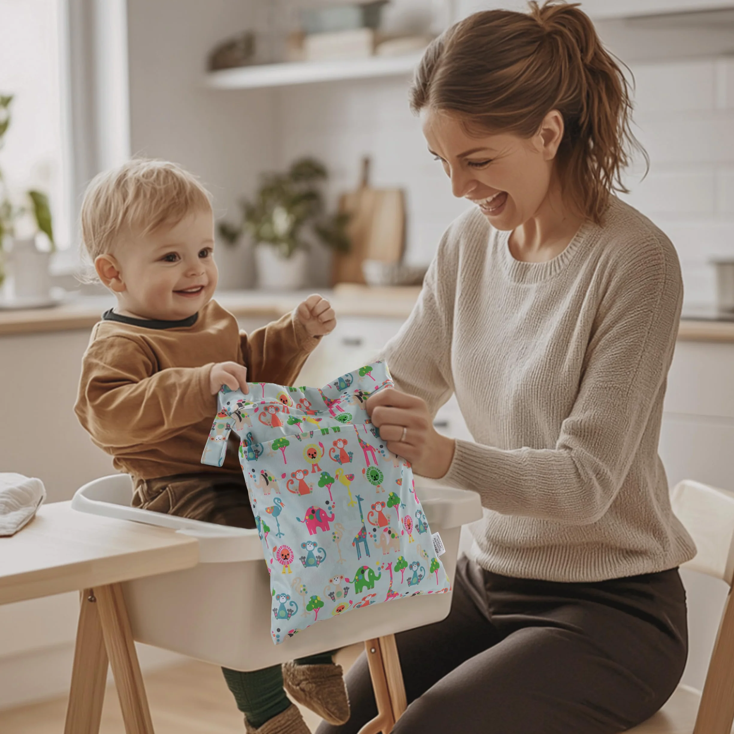 2 pezzi Borsa per Pannolini Lavabile Impermeabile con Cerniera Porta Pannolini Organizer