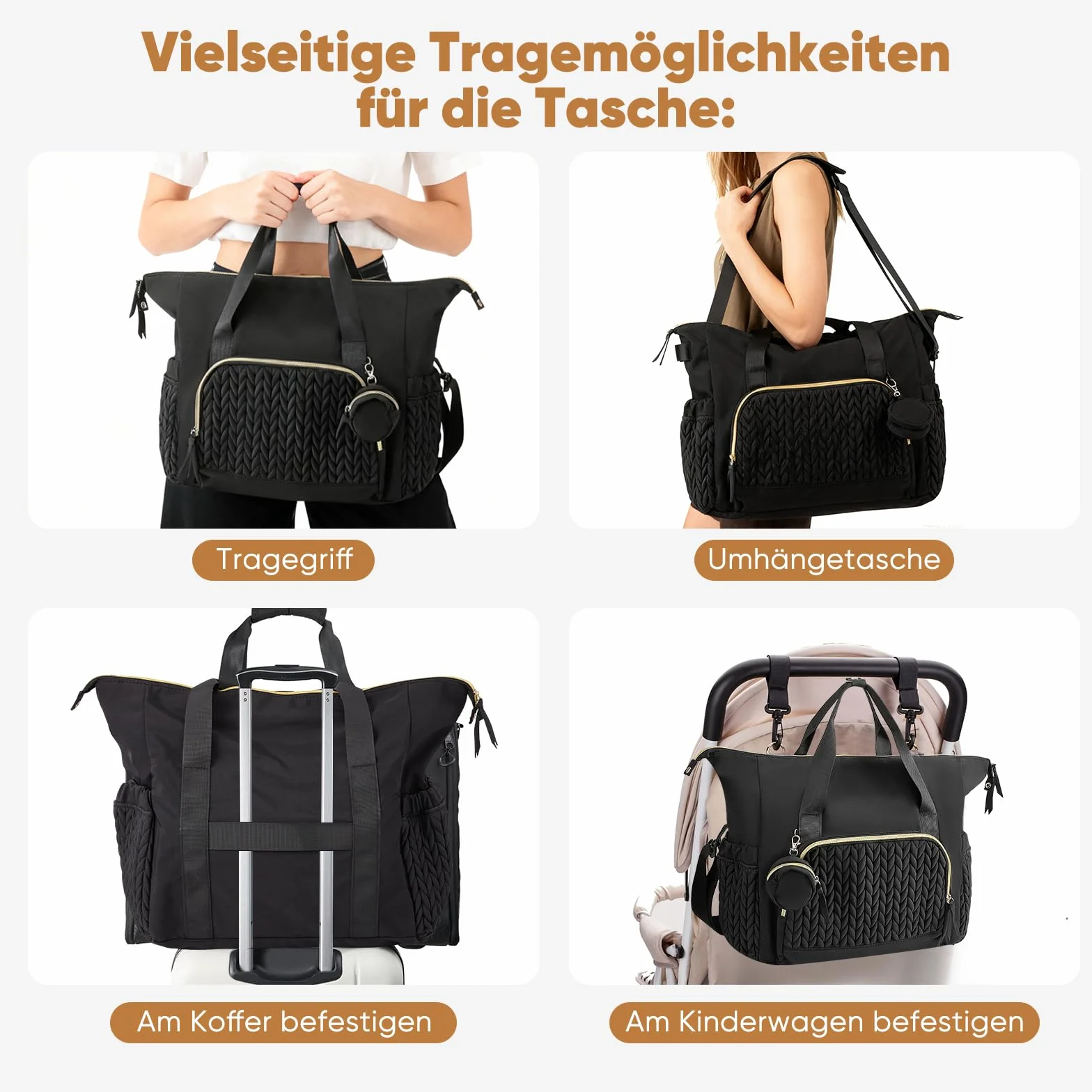 Borsa da avvolgimento con tasca e supporto multifunzionale per pannolini da viaggio