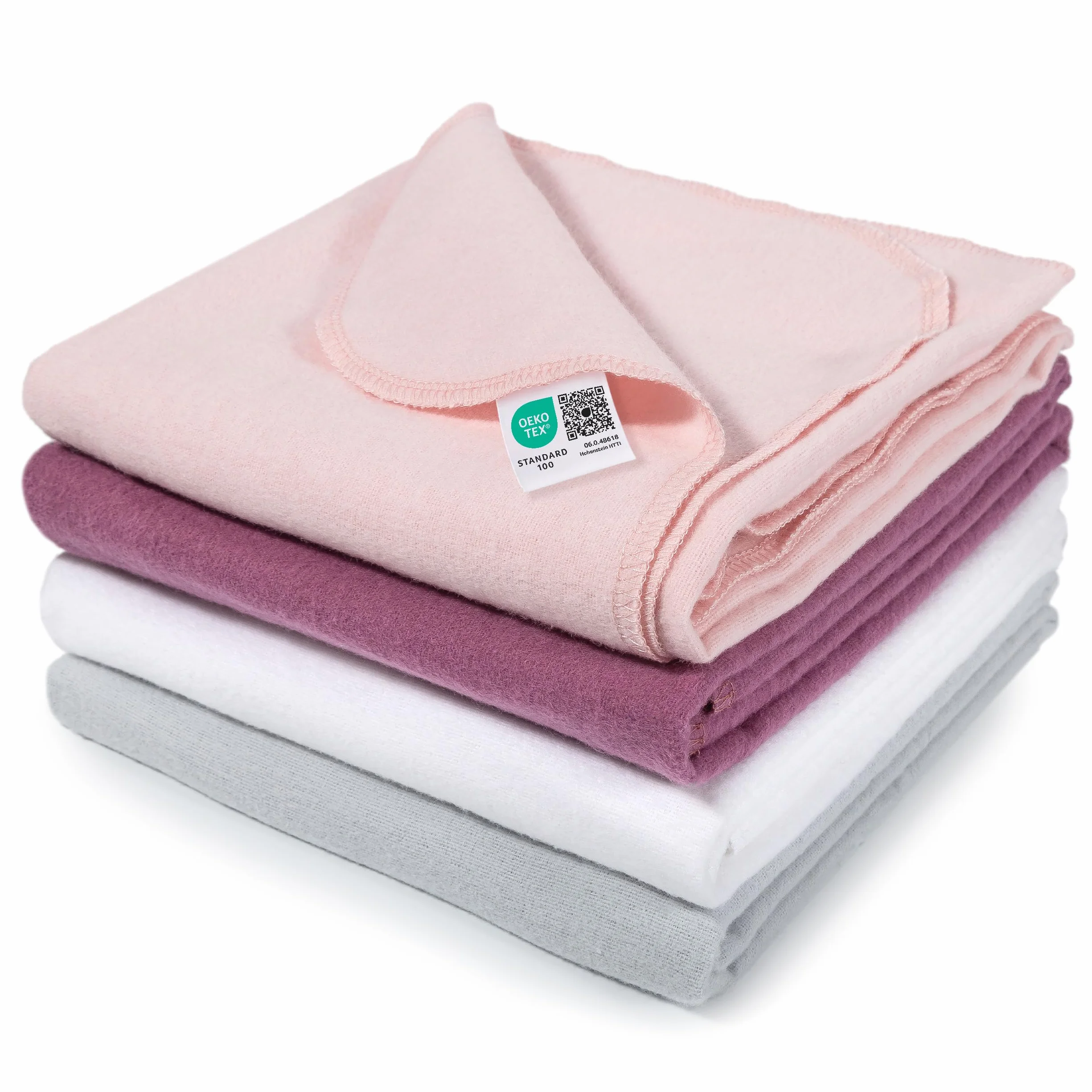Teli in Mussola Neonato 80x80 cm 4 Pezzi Cotone 100% OekoTex Standard 100 Rosa Cipria