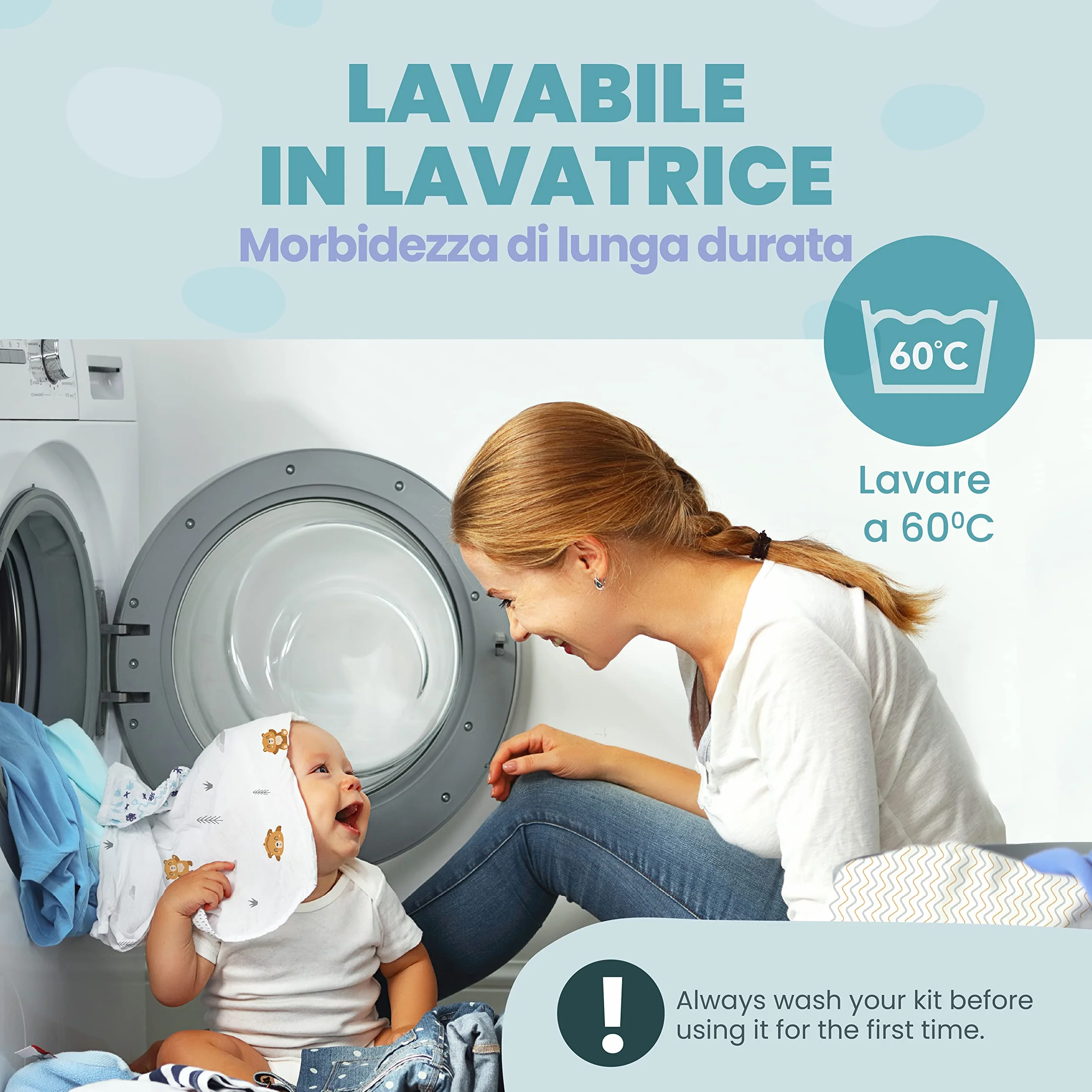 Lenzuola Next To Me 3-in-1 Set da 2 + Coprimaterasso Impermeabile 50x83 cm per Culla Co-sleeping Motivo Orsetti