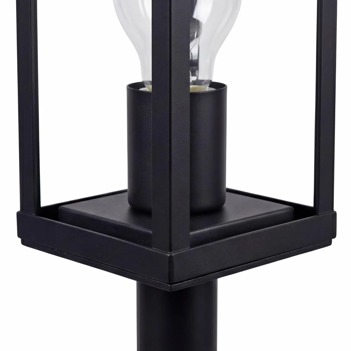 Lampione Vintage Nero Alluminio Ottica legno E27 IP44 H:100 cm Lampada da giardino Lampada da esterno Illuminazione per pavimenti Illuminazione per sentieri Lampione da giardino