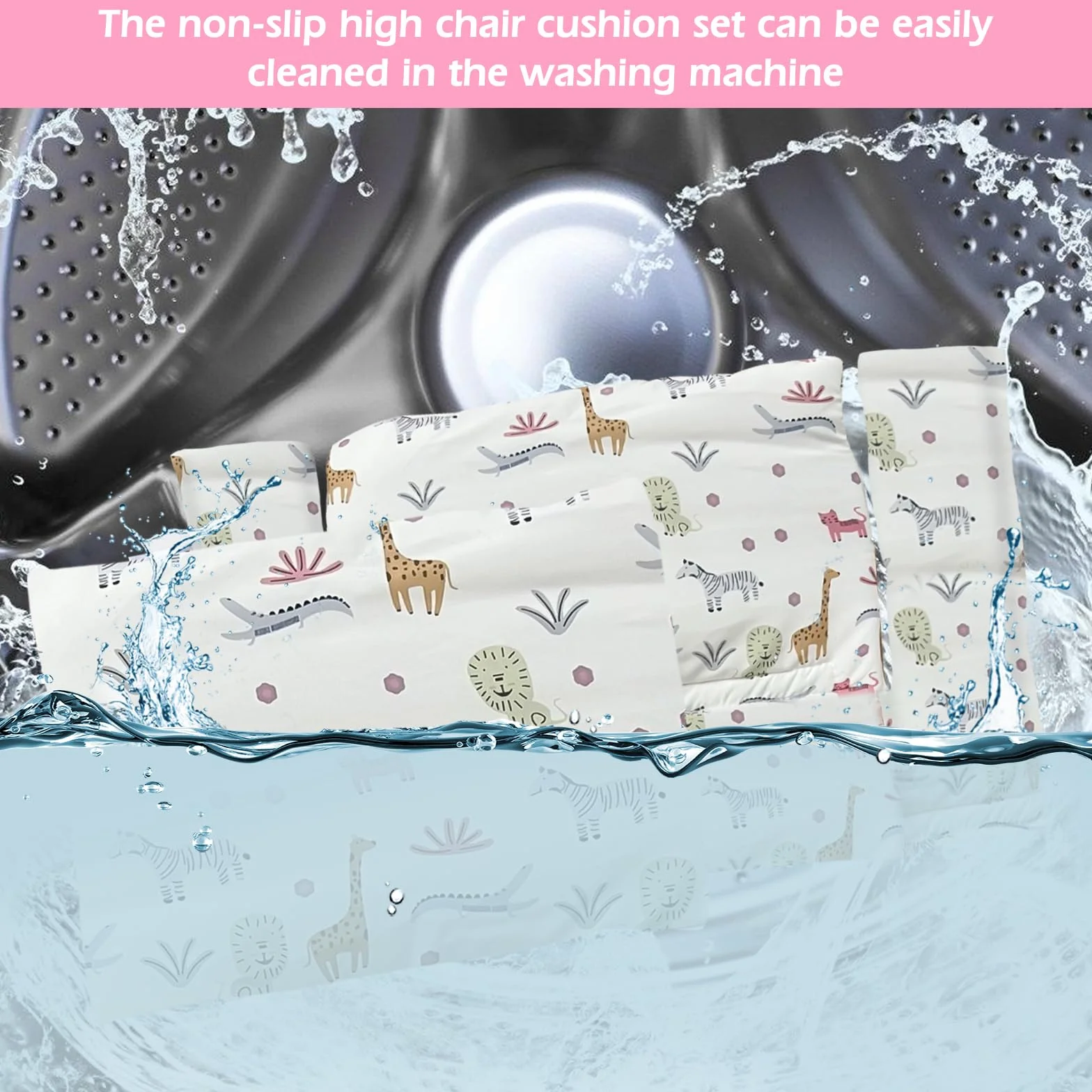 Cuscino per seggiolone Stokke antiscivolo cotone biologico lavabile motivo zoo