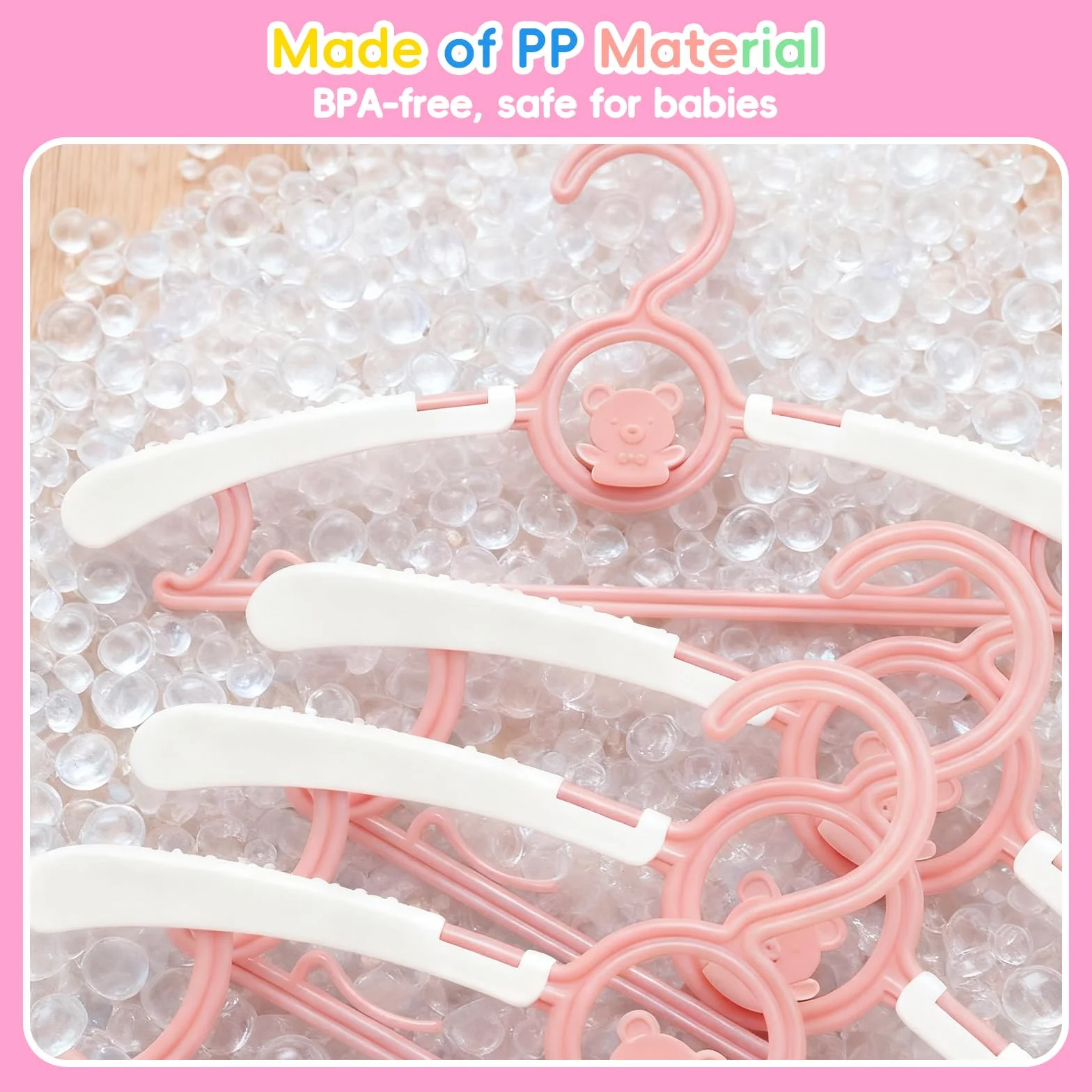 Grucce per bambini regolabili antiscivolo 28cm-36cm appendino in plastica a forma di orsetto salvaspazio 5 colori