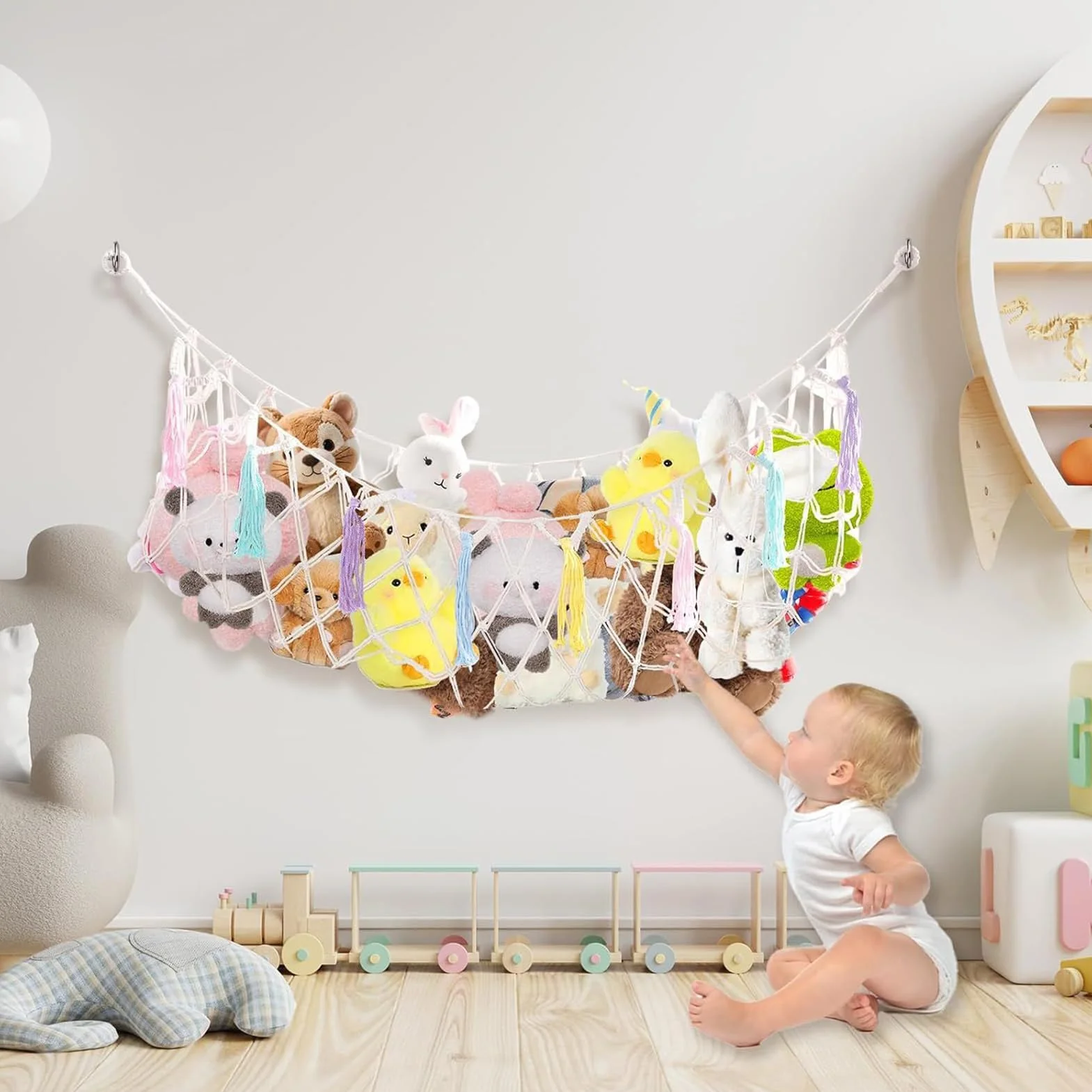 Rete Amaca Per Animali Di Peluche Resistente Grande Decorazione Stanza Porta Giocattoli Rete Maglia Organizzazione Esposizione