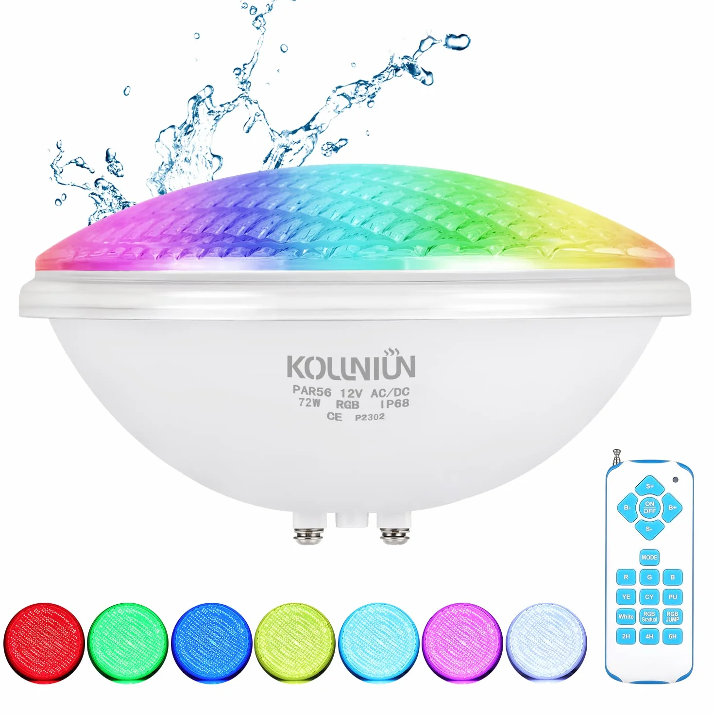 PAR56 LED luce della piscina, 12V AC/DC IP68 lampada impermeabile della piscina, 72W RGB luce di illuminazione per piscine, illuminazione dello stagno, Whirlpool