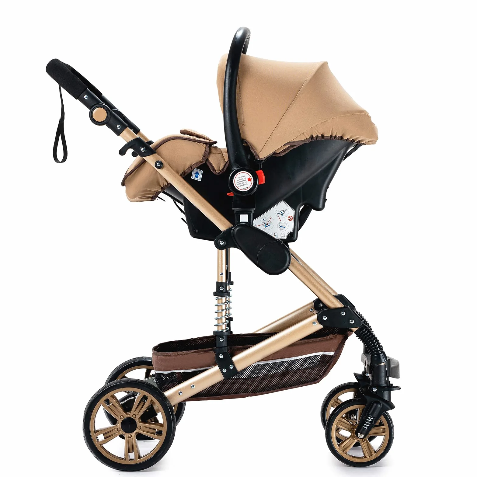 Passeggino Trio 3 in 1 Magic ZC Carrozzina Neonati Portatile Pieghevole Un Clic Spinta Reversibile beige