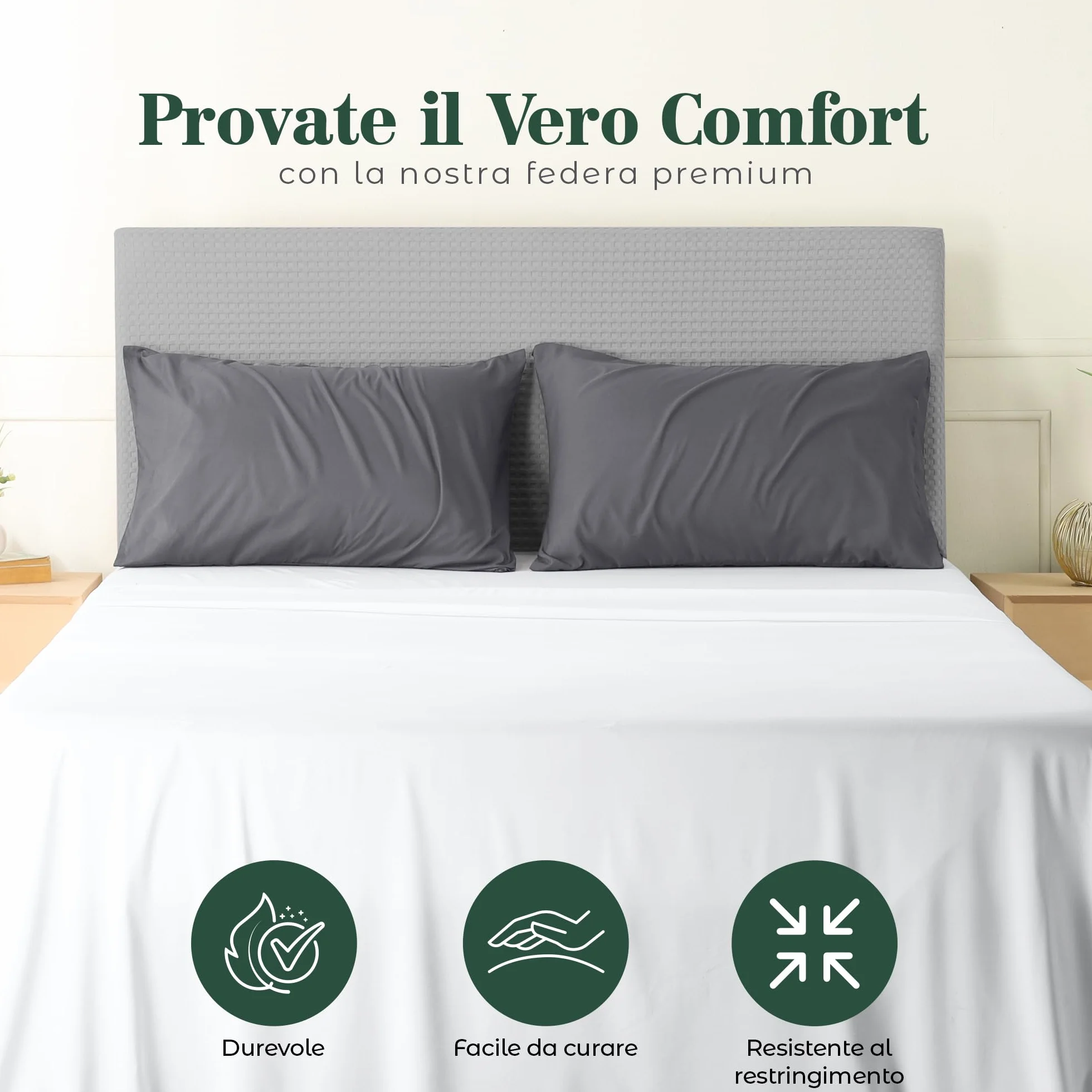 Utopia Bedding Federe Set Di 4 50x75 Cm Copricuscino In Poliestere Morbida Spazzolata Microfibra Grigio