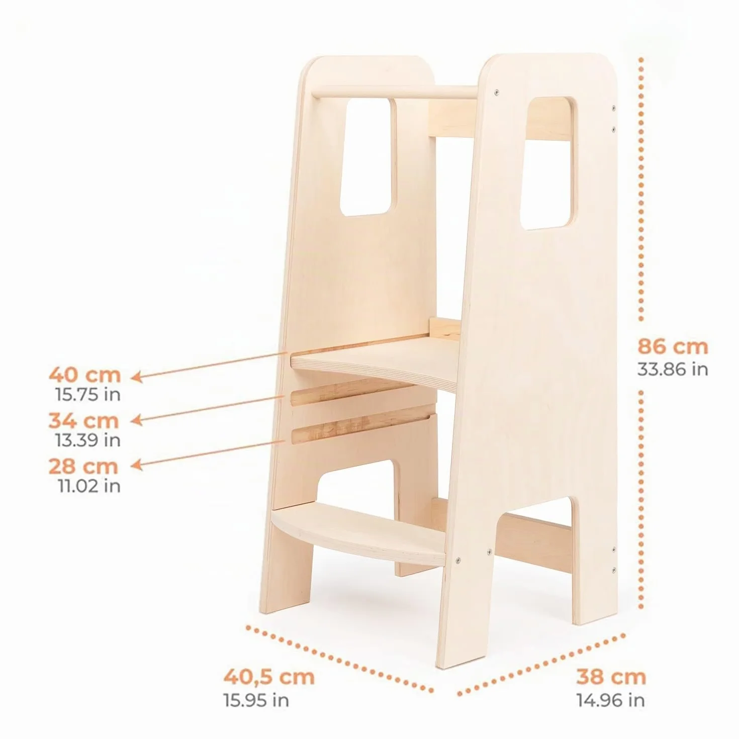 Moblì® Naturalna Wieża Montessori z Regulowanymi Półkami Drewniana Toscana