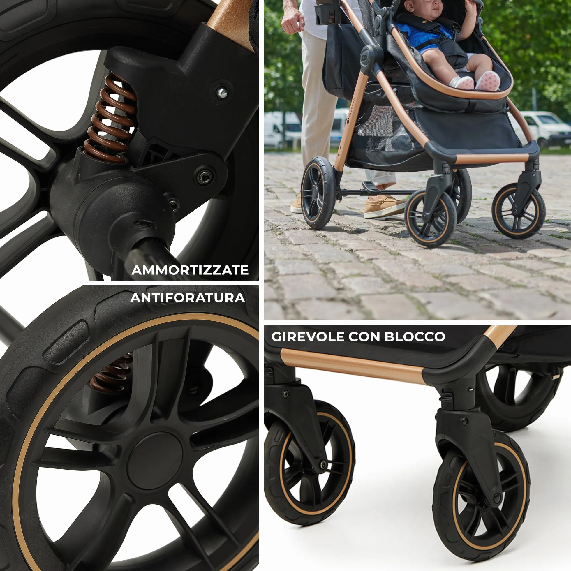 Kinderkraft ESME Trio 3 w 1 Passeggino Neonati 26 kg Ovetto I-SIZE 40-75 cm Carrozzina Reversibile Pieghevole Nero