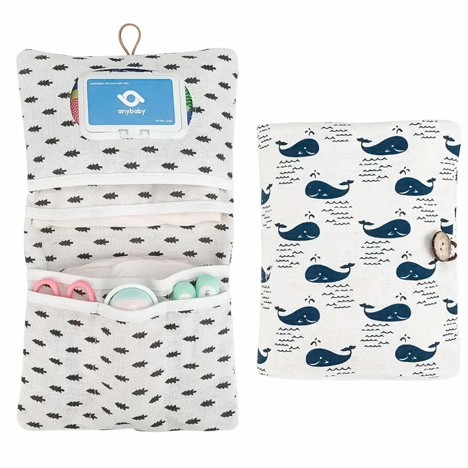 Borsa per pannolini 2 in 1 Leaves Balena Elefante organizer per bambini