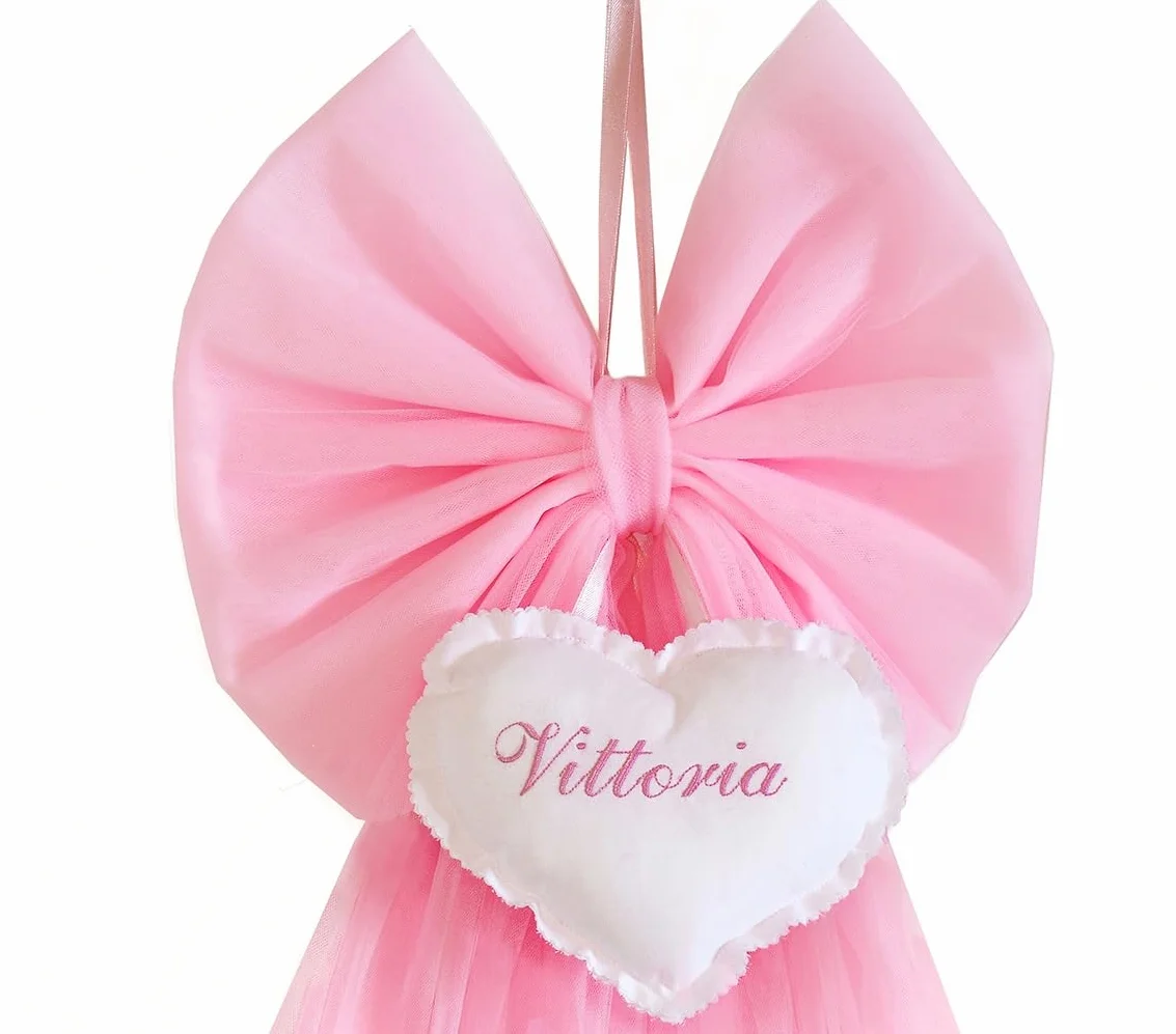 Fiocco Nascita Bimba Personalizzato Rosa con Nome
