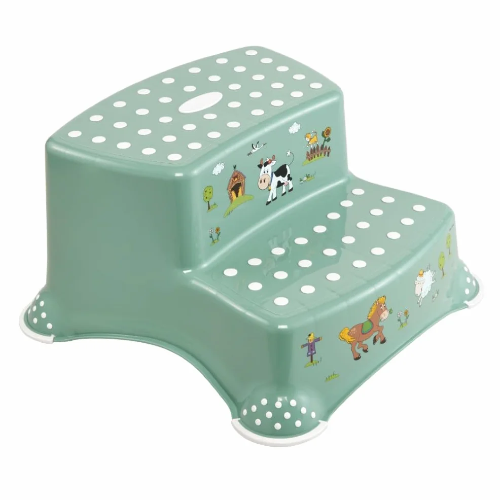 Keeper Scaletta a Due Gradini Funny Farm 3-14 Anni Antiscivolo Nordic Green