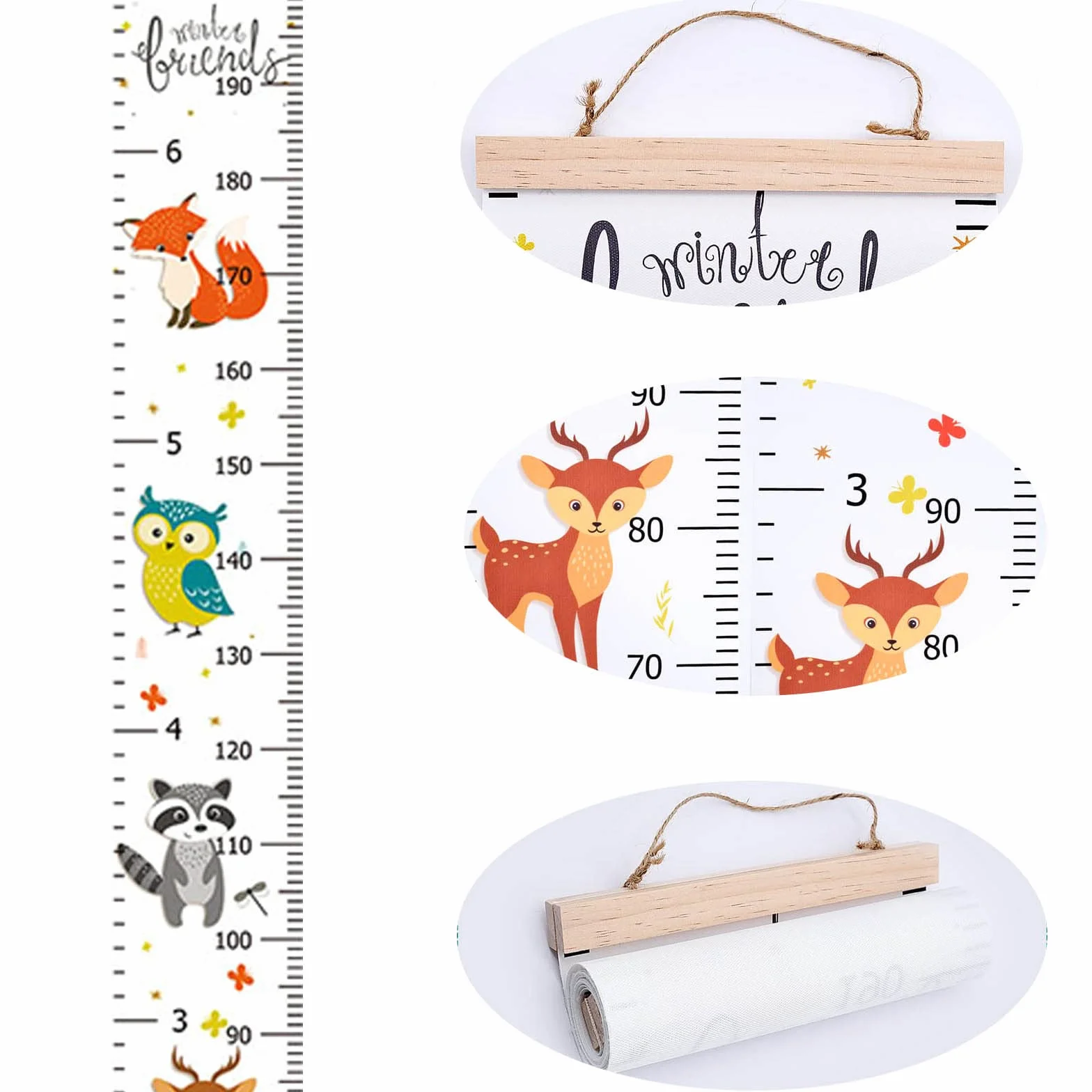 Asta di Altezza per Bambini Grafico Crescita Misurazione Tela Metro Parete Righello 200cm x 20cm