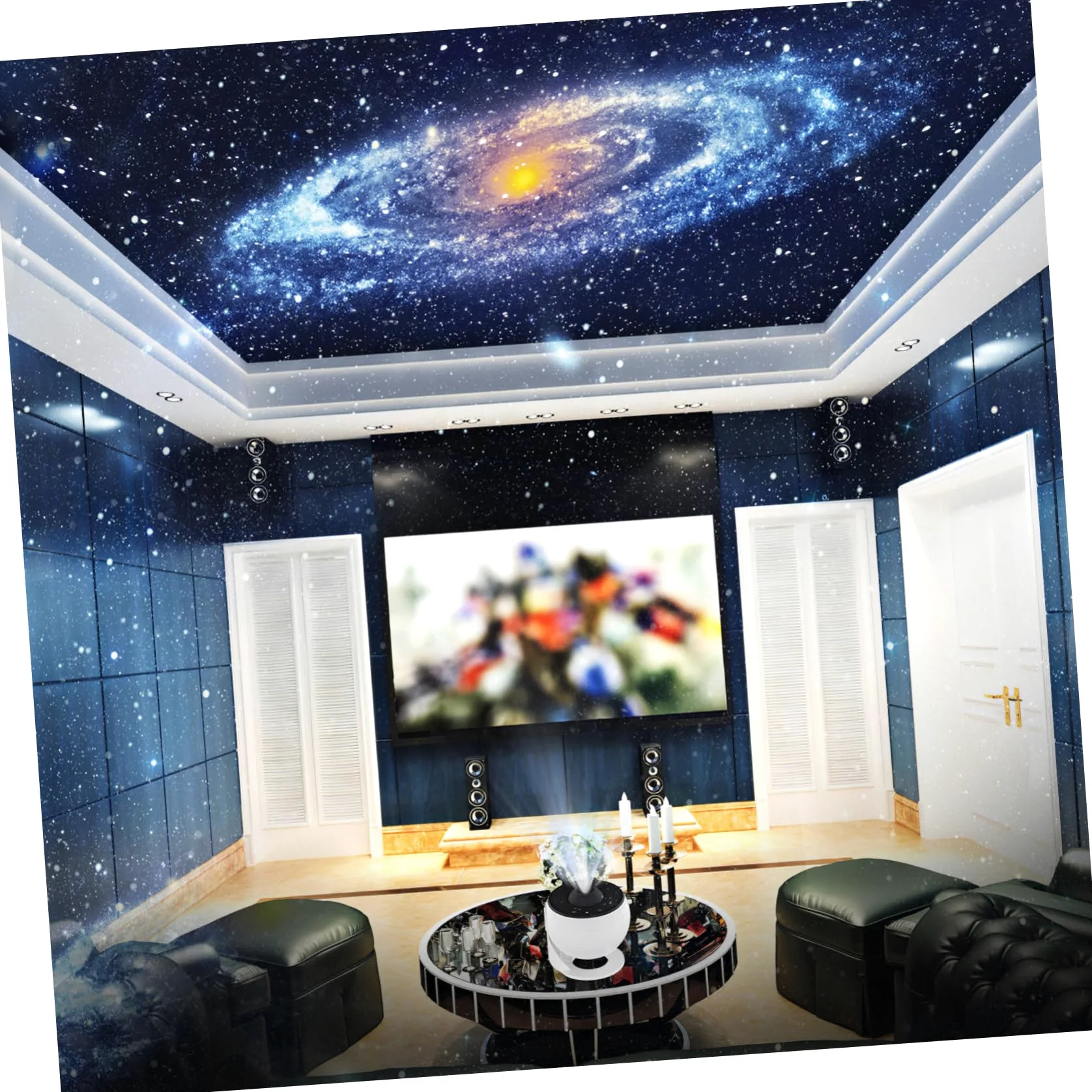 HOMSFOU Proiettore Luce Notturna Romantica Nebulosa Galassia per Camera da Letto con Luce Bianca, Rotazione 12 Min, Materiali Abs+pc per Serate Film