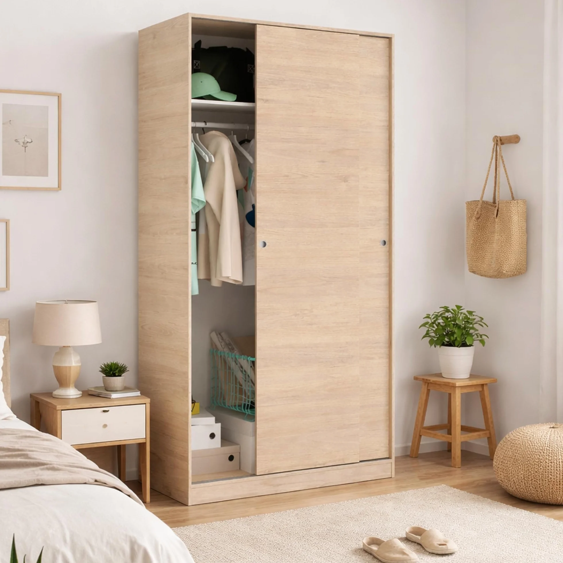 Dmora Guardaroba 2 Ante Kilimangiaro 50x204h cm Marrone Rovere Armadio Camera da Letto