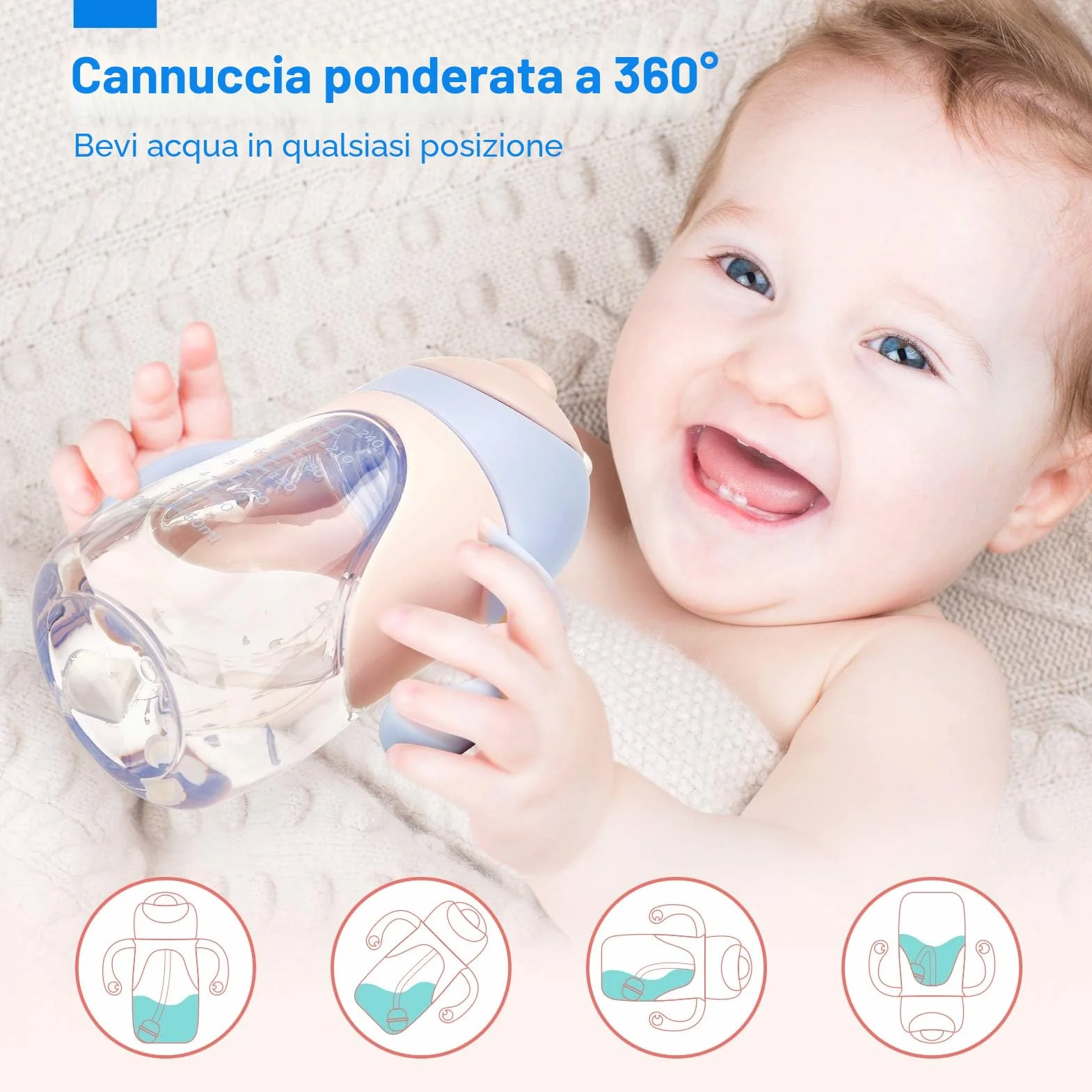 hahaland 2 in 1 Bicchiere Antigoccia Bambini Tazza con Cannuccia e Beccuccio 240ml, Antiperdita Silicone Training Cup Biberon 6-12 mesi - Dinosauro