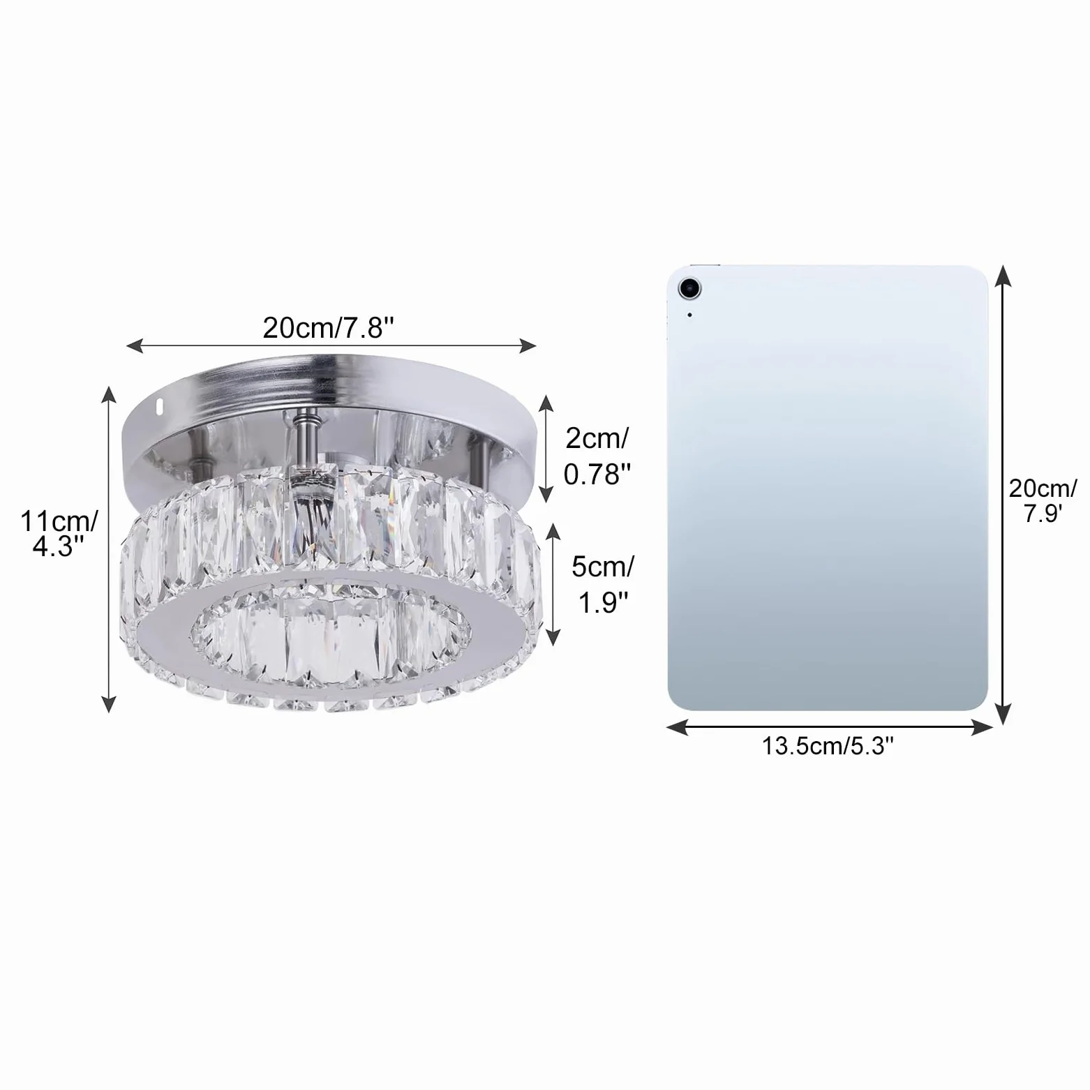 FRIXCHUR Lampadario di cristallo moderno piccolo da incasso lampada da soffitto a LED in cristallo per sala da pranzo camera da letto soggiorno corridoio (bianco freddo)