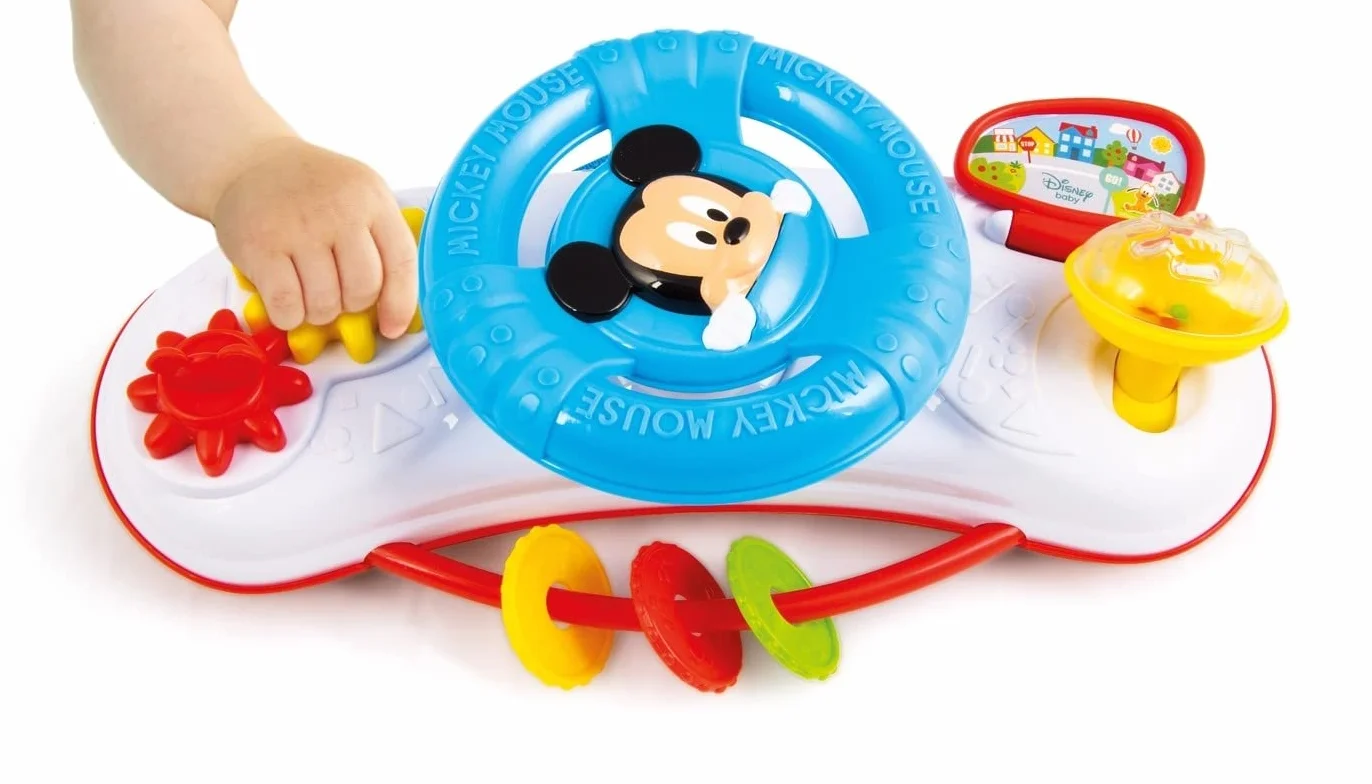 Disney Baby Clementoni Baby Mickey Volante Attività Giocattolo 10+ Mesi Gioco Passeggino Prima Infanzia Leve Ingranaggi Causa-Effetto