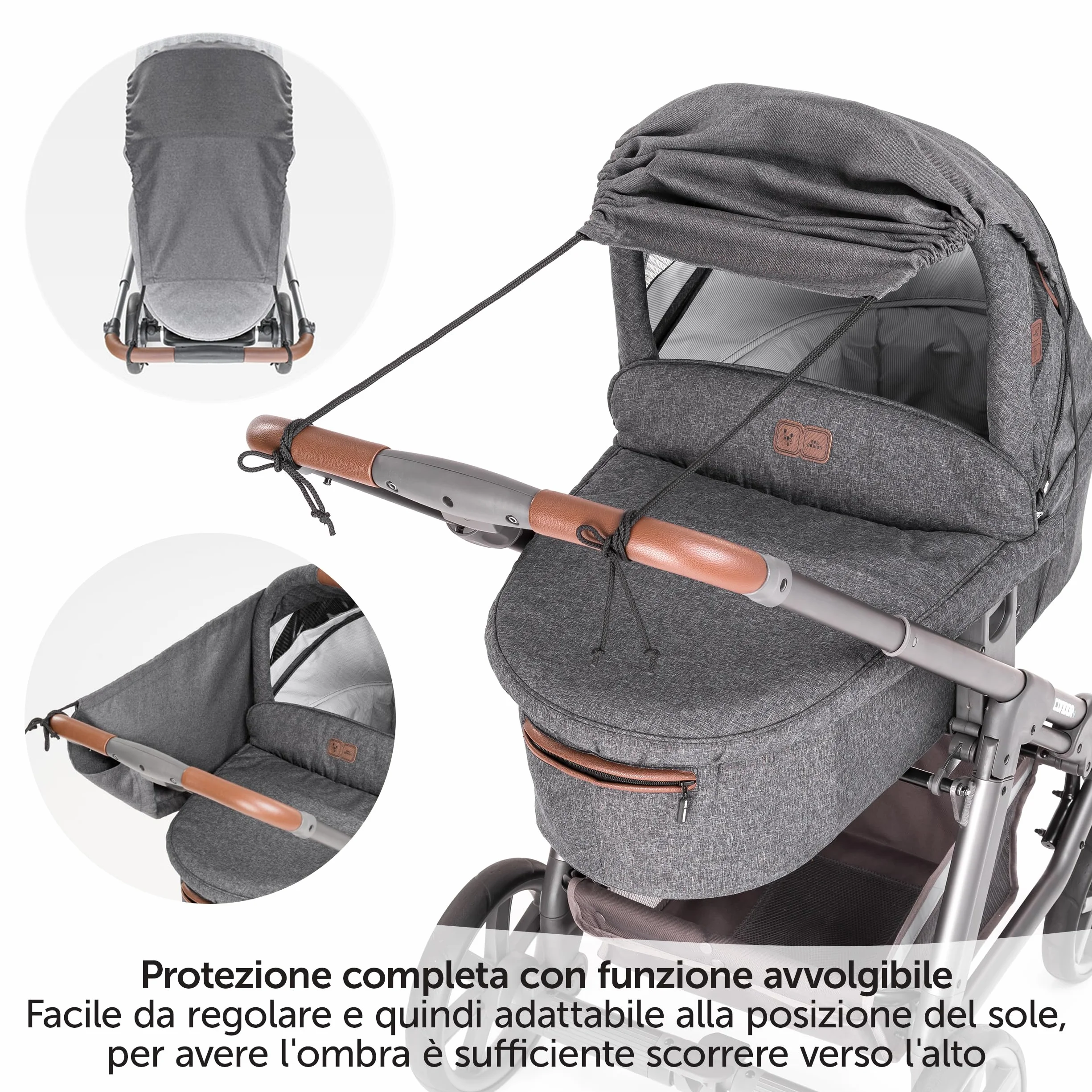 Zamboo Parasole Universale Passeggino DELUXE Protezione UV 50 Grigio
