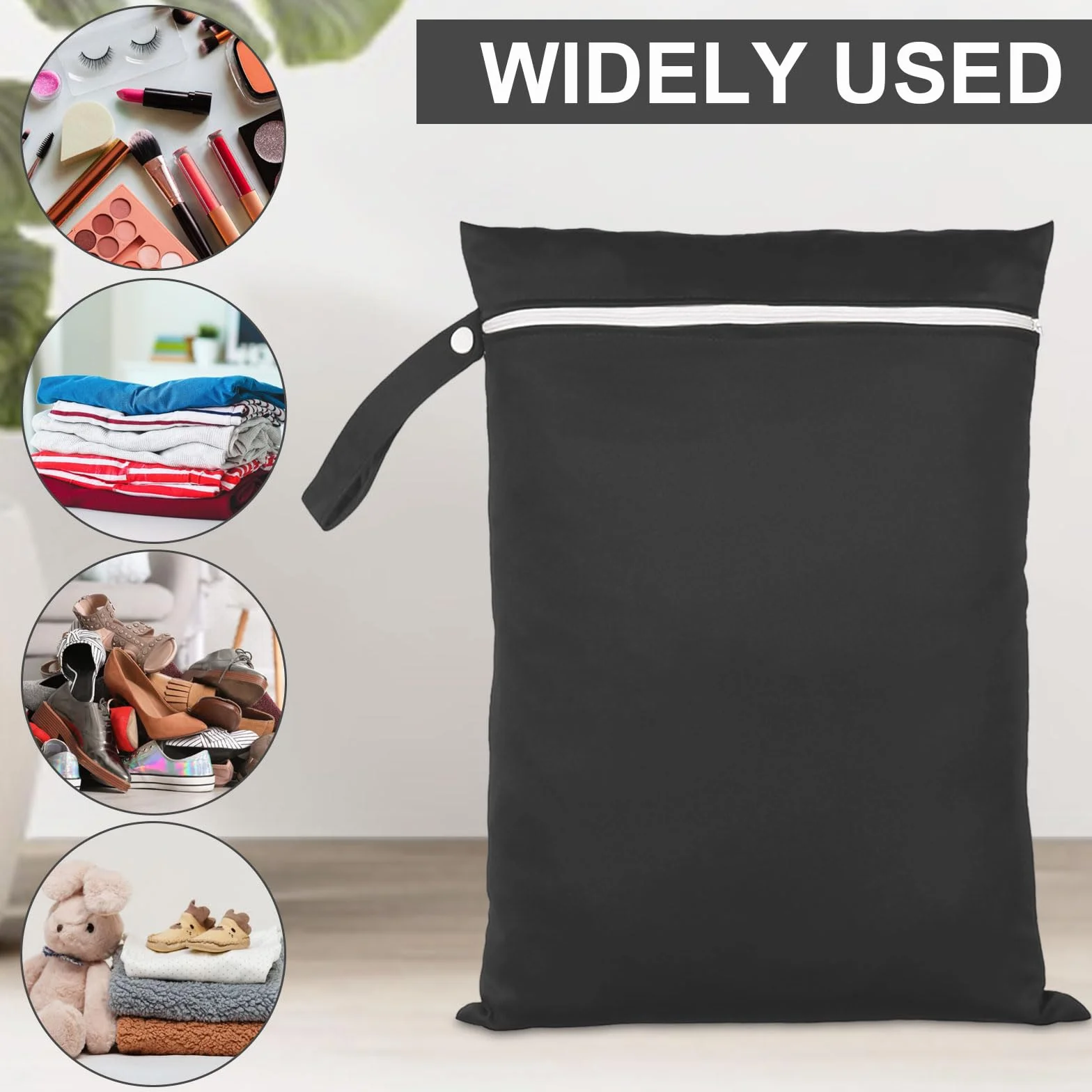 Borse impermeabili per bagnato 40x30 cm set riutilizzabile con cerniera nero e verde