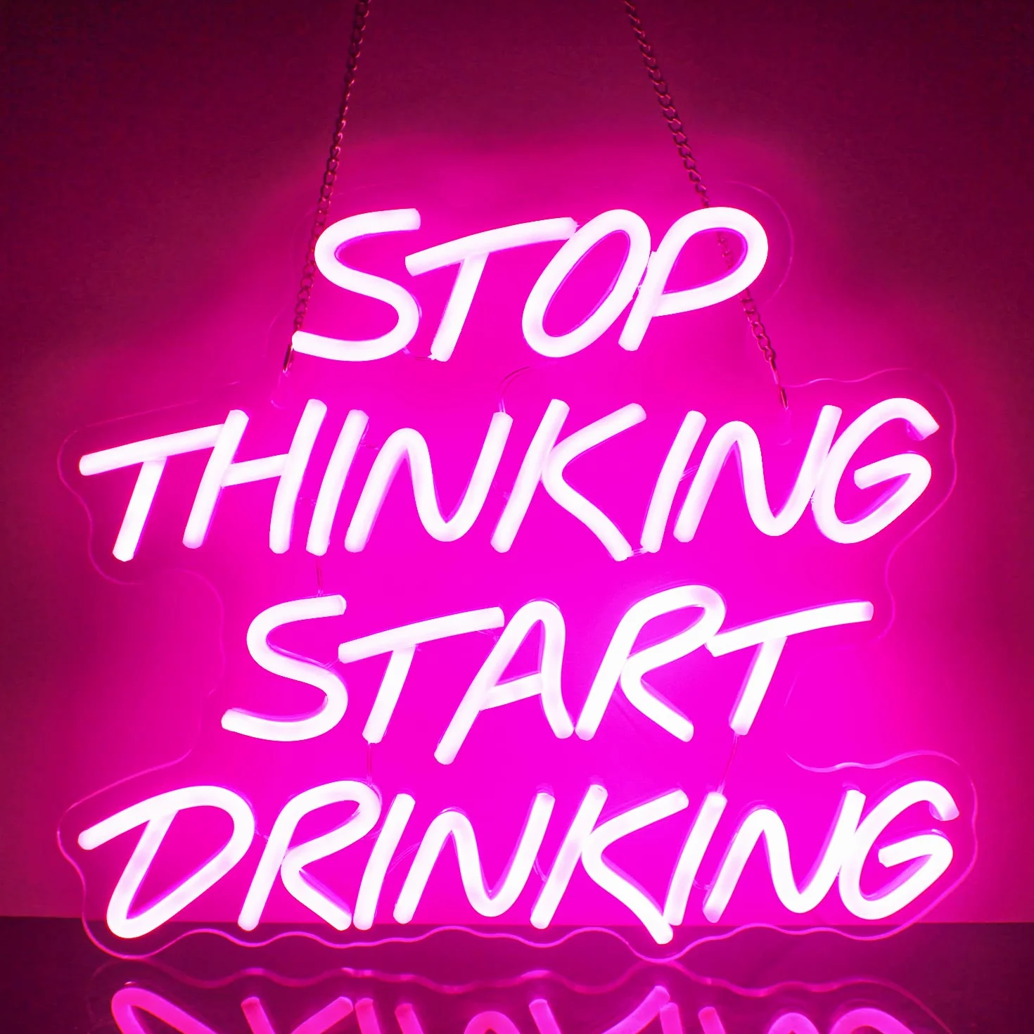 Looklight Stop Thinking Start Drinking Insegne Luminose Scritte Luminose Insegna al Neon per Bar Insegna LED Rosa da Bar Scritte Neon per Negozi Caffè Birra Domestica Ristorante