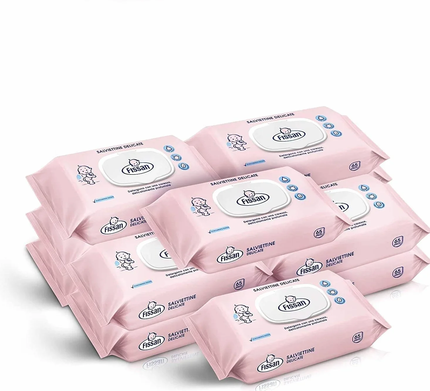 FISSAN Salviettine Delicate Neonati Bambini 96% Ingredienti Origine Naturale Zinco 12 Confezioni 780 Pezzi