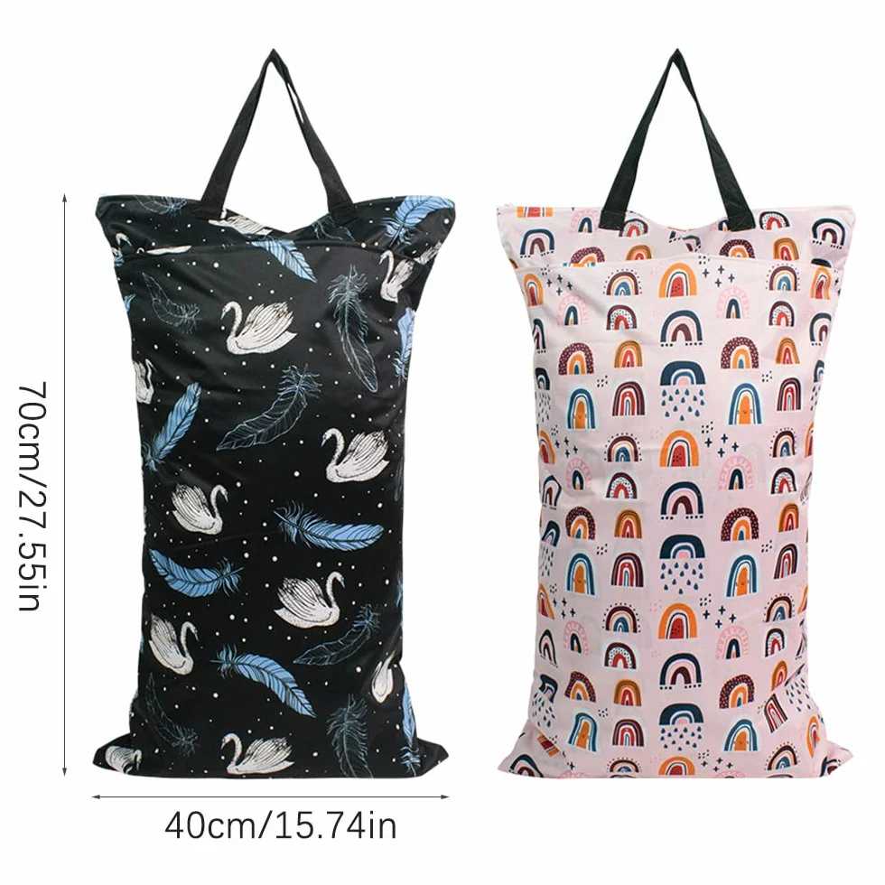 Wet Bag Pannolini Lavabili Impermeabile Doppia Tasca Appendere Grande Borsa (rose)