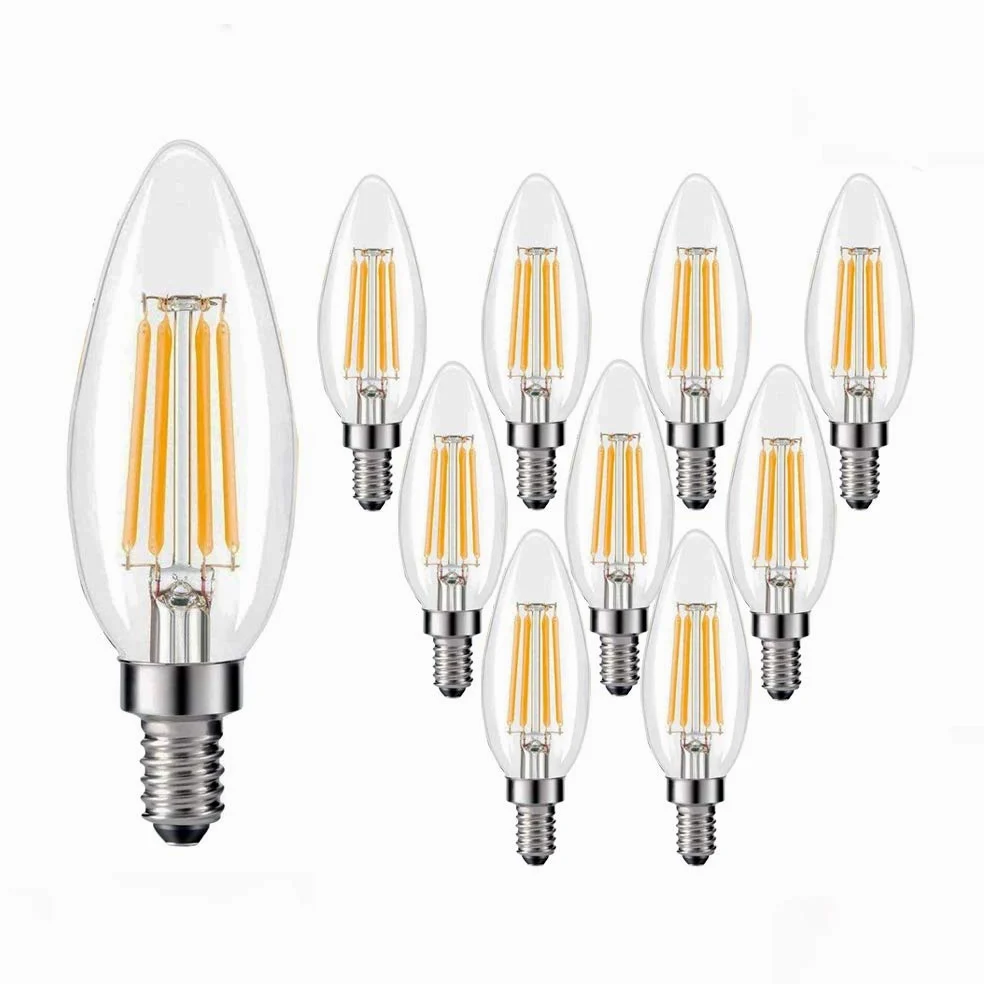 Lampadina a candela a filamento LED dimmerabile E14 220V 3,5W - Illuminazione decorativa calda 2700K(10pcs)