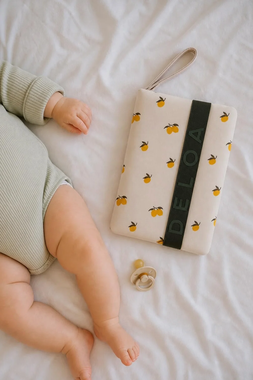 Borsa per pannolini da viaggio con molto spazio per bambini (limone)