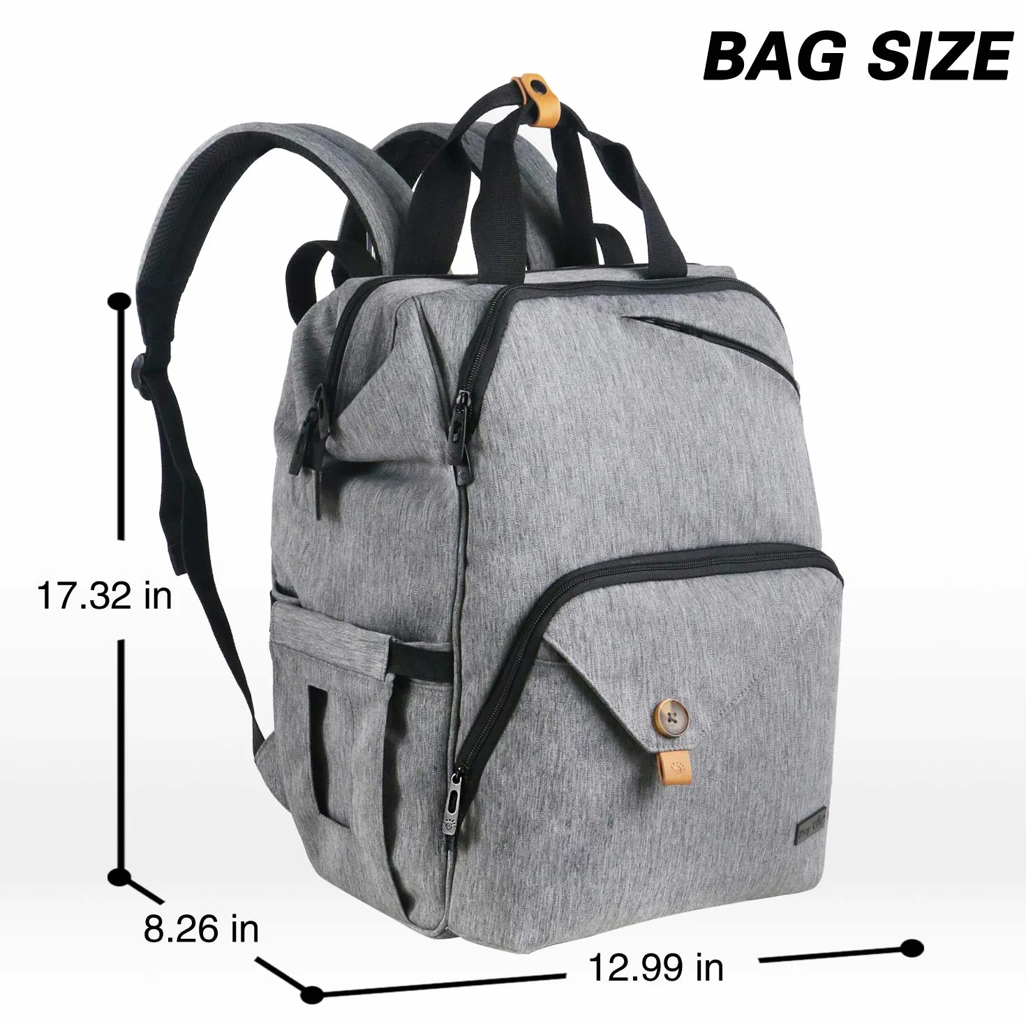 Borsa per pannolini per neonati Zaino impermeabile con cinturini per passeggino