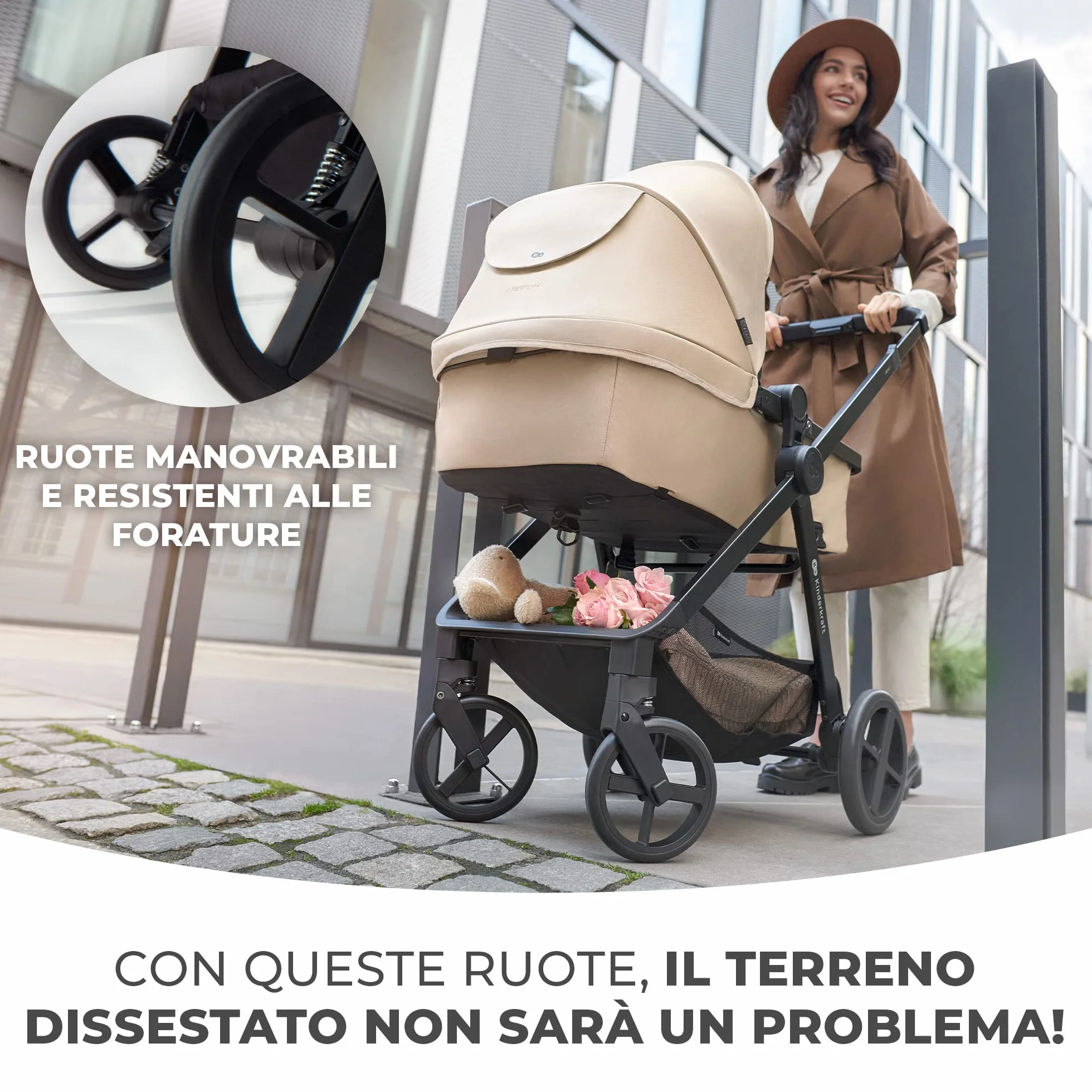 Kinderkraft 4 in 1 Trio Passeggino Neonati con Ovetto I-SIZE 40-75 cm, Base ISOFIX, Travel System, UPF50+, Grigio