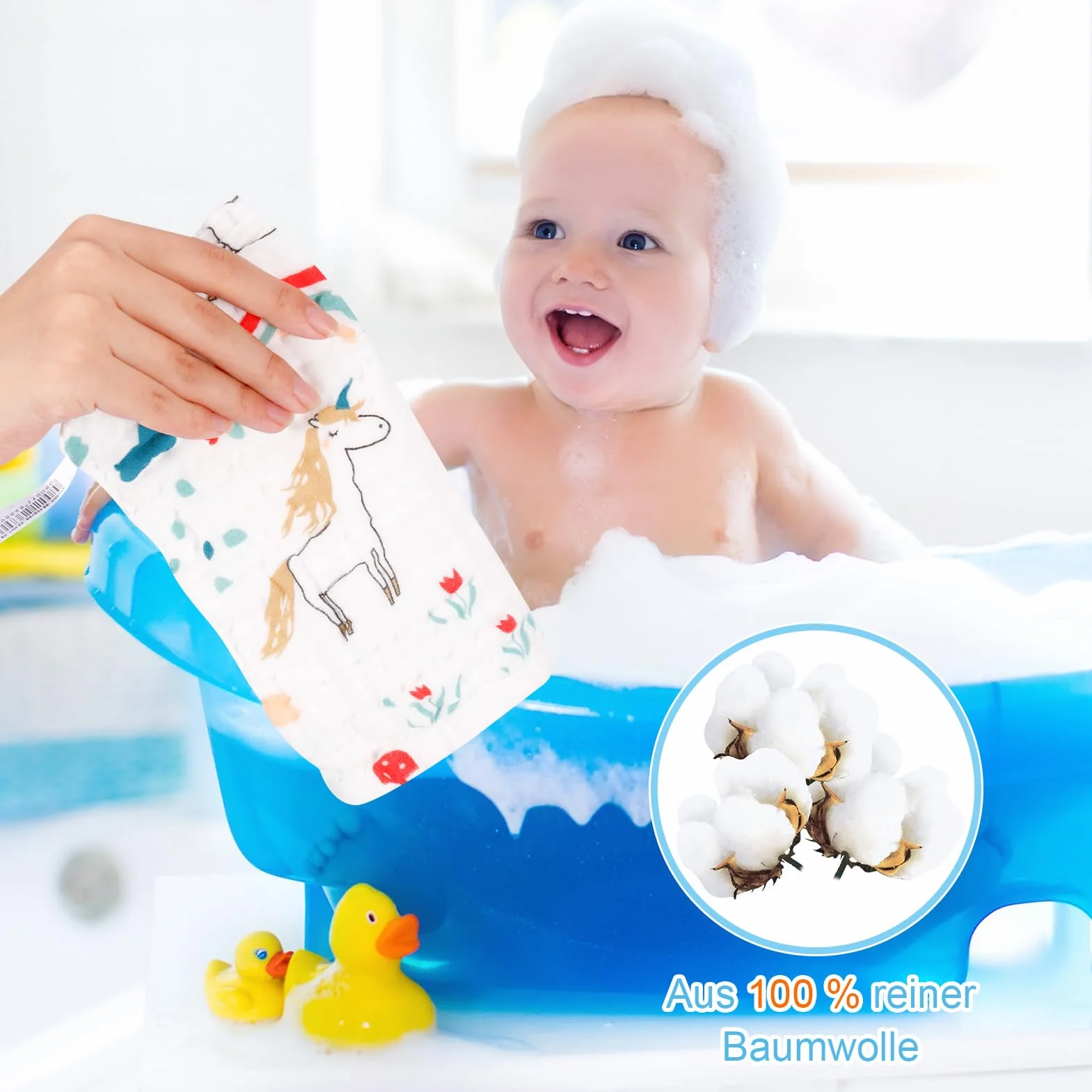 Set Salviette Mussola Neonato Cotone 25x25cm 8 Pezzi Morbidi Asciugamani Bagnetto