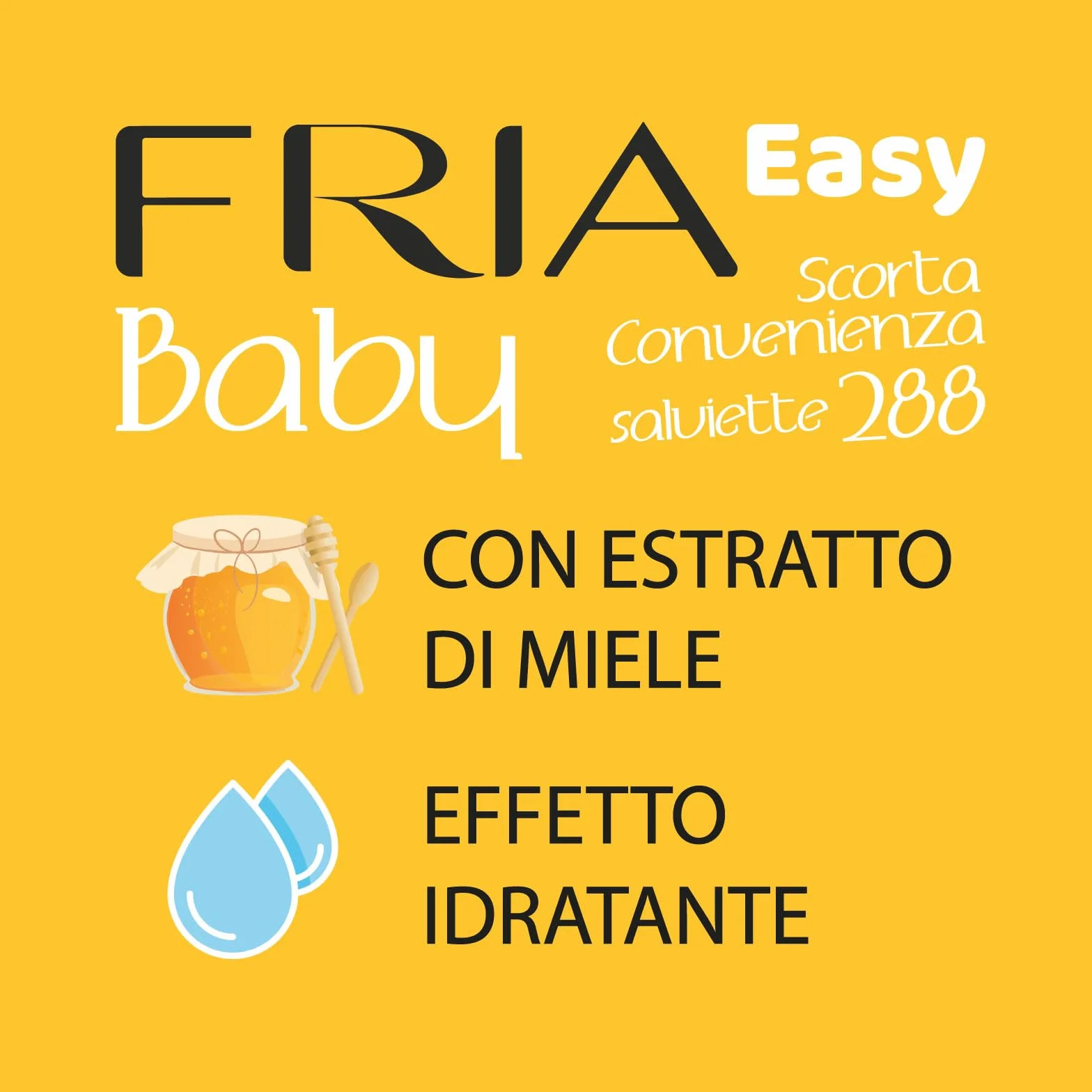 Fria Easy Baby Salviette per Cambio Pannolino con Aloe Vera e Miele, Idratanti, Dermatologicamente Testate, 288 Pezzi