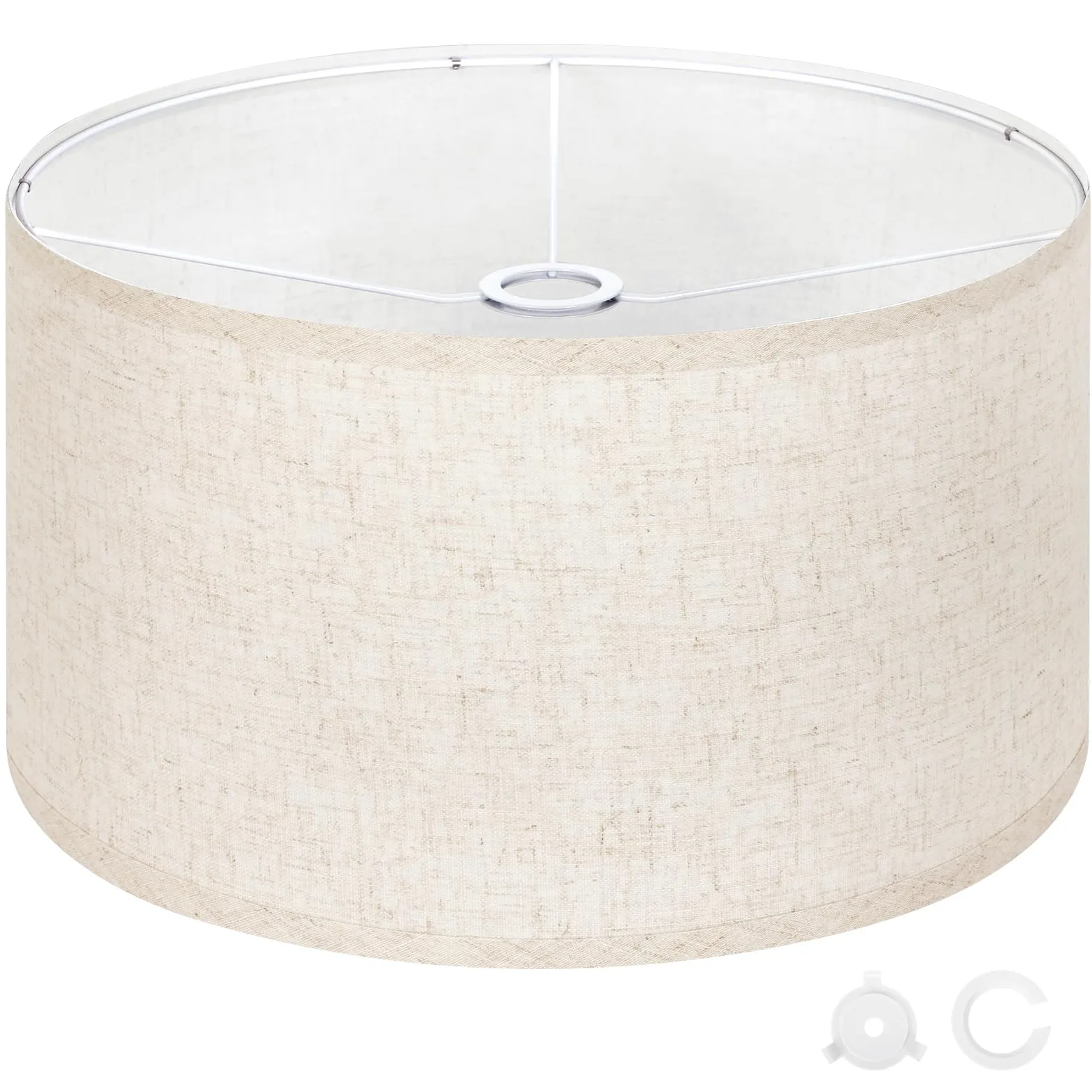 OUTON Beige Grande Paralume per Lampade da Terra, 44,5cm Alto x 44,5cm | Basso x 25,4cm Altezza, Facile da Montare, Paralumi a Forma di Tamburo in Lino per Lampade da Tavolo e Lampade da Comodino