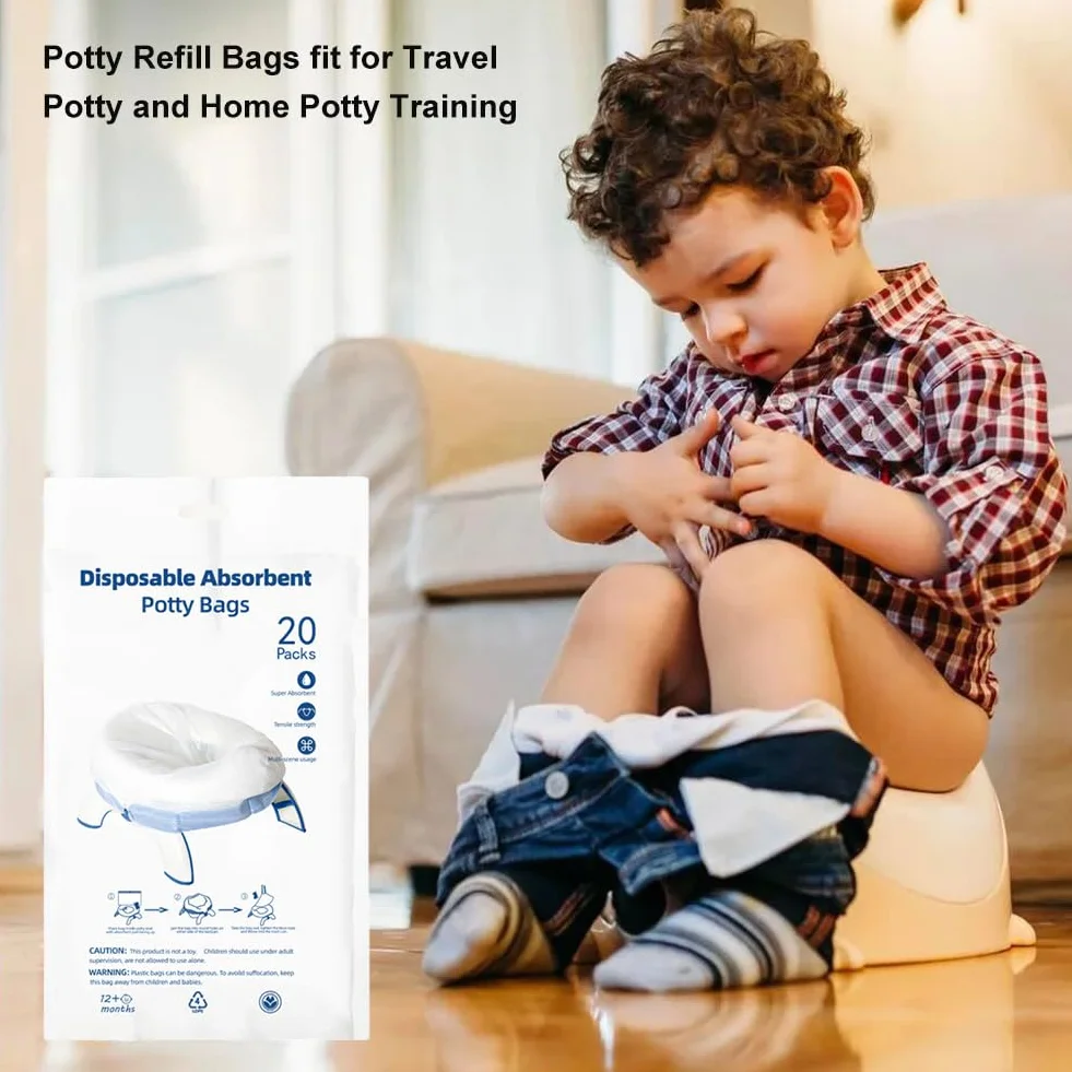 Sacchetti per Sedia WC Portatili 20 Pezzi con Cuscinetto Assorbente per Bambini Adulti Animali Viaggi