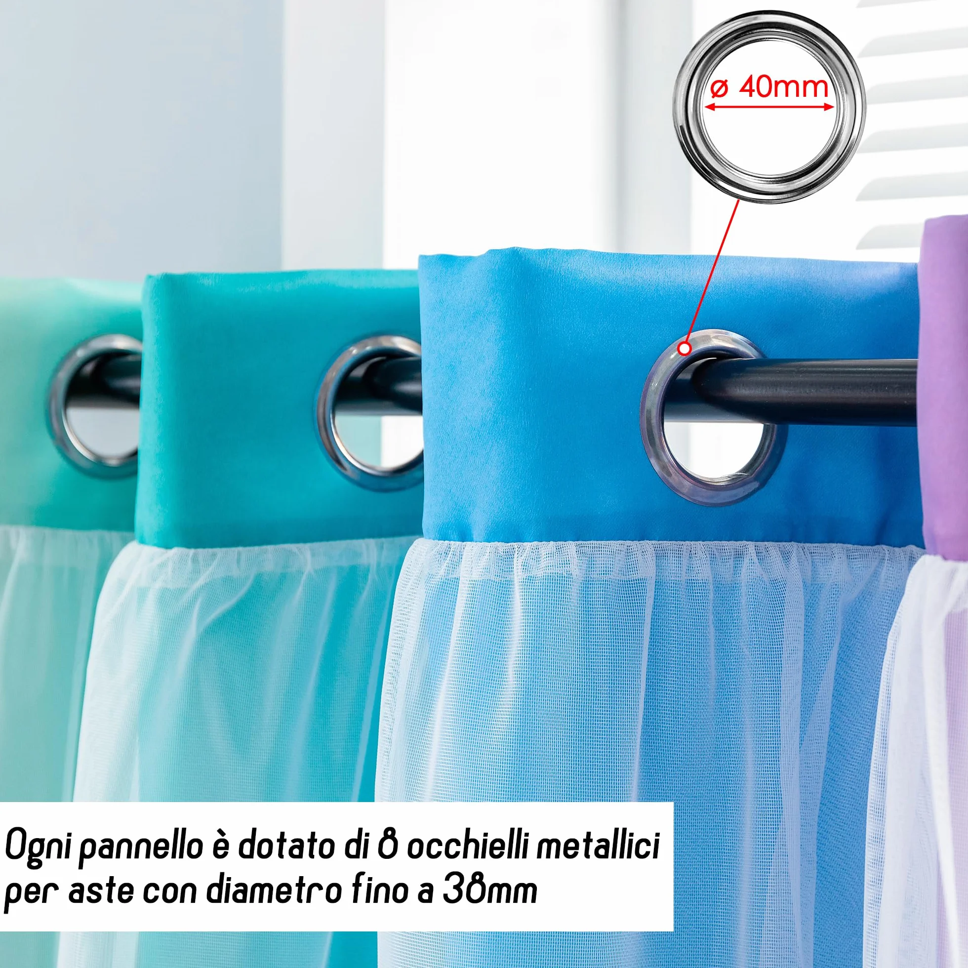 Tende Doppio Velo Oscuranti Morbide Fantasia Stelle Vuote Isolante per Camera Bambini 2 Pannelli 140x285cm Arcobaleno Freddo