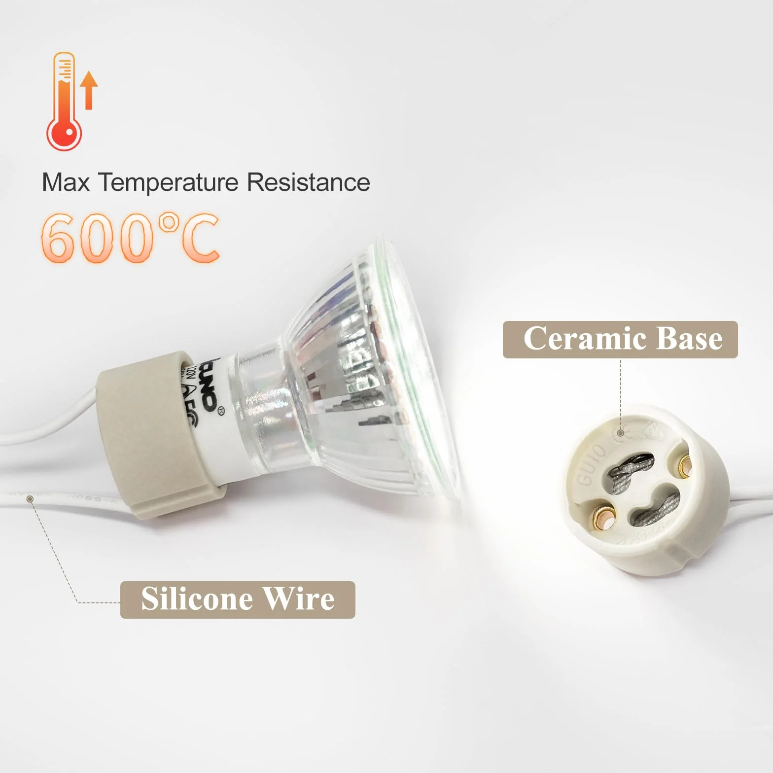DiCUNO 50P GU10 Portalampada 0,75mm² Silicon Wire Bulb Connector Base lampada per LED e alogeni, 250V, Max 300W