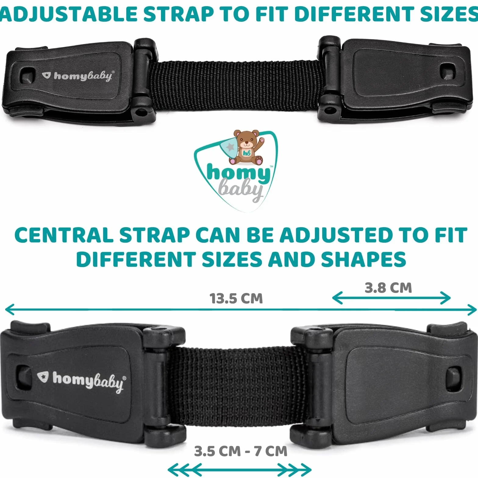 HOMYBABY® Dispositivo per Imbracatura Bambini – Fibbia Antifuga – Compatibile con Seggiolini, Passeggini e Seggioloni (X2)