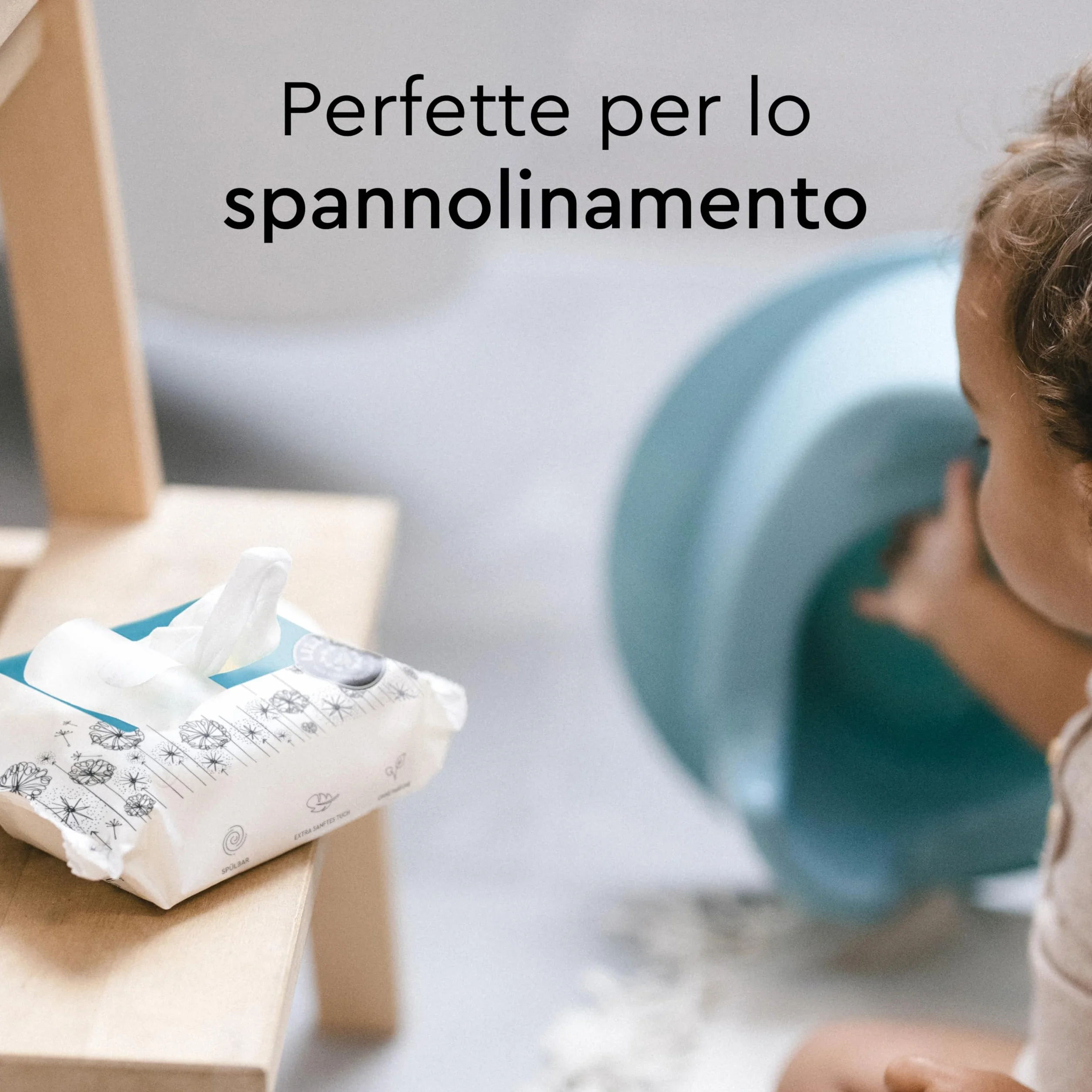 LILLYDOO Salviettine Gettabili nel WC 60 Pezzi 100% Tessuto Senza Plastica