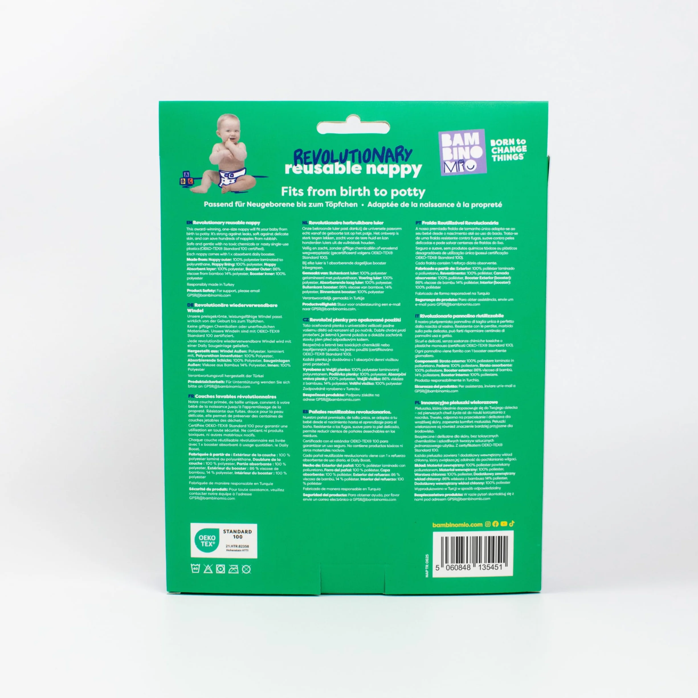 Bambino Mio Rivoluzionario Pannolino di Stoffa Riutilizzabile Eco Sostenibile Lavabile