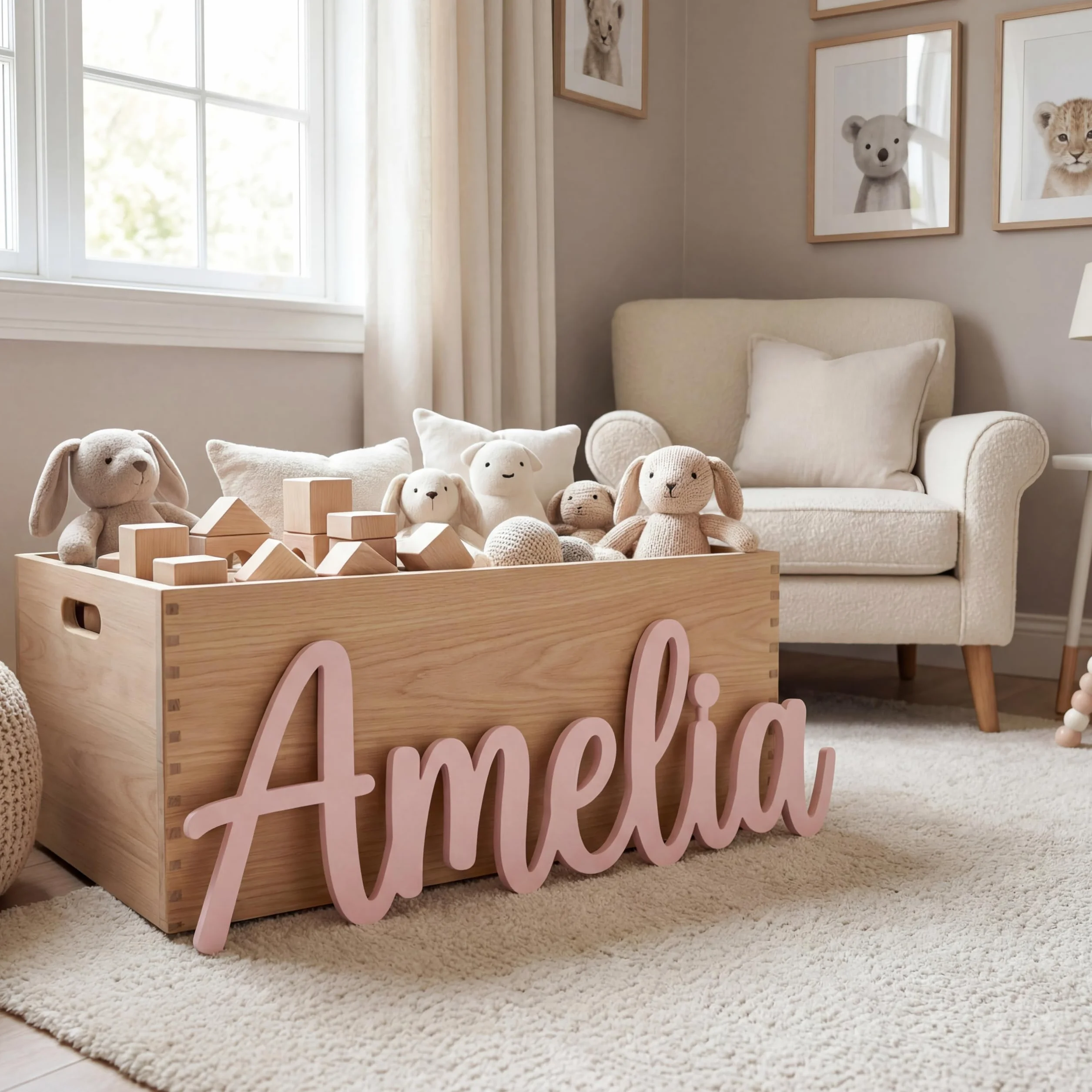 Targa personalizzata in legno per bambino 20-96 cm decorazione parete scuola materna