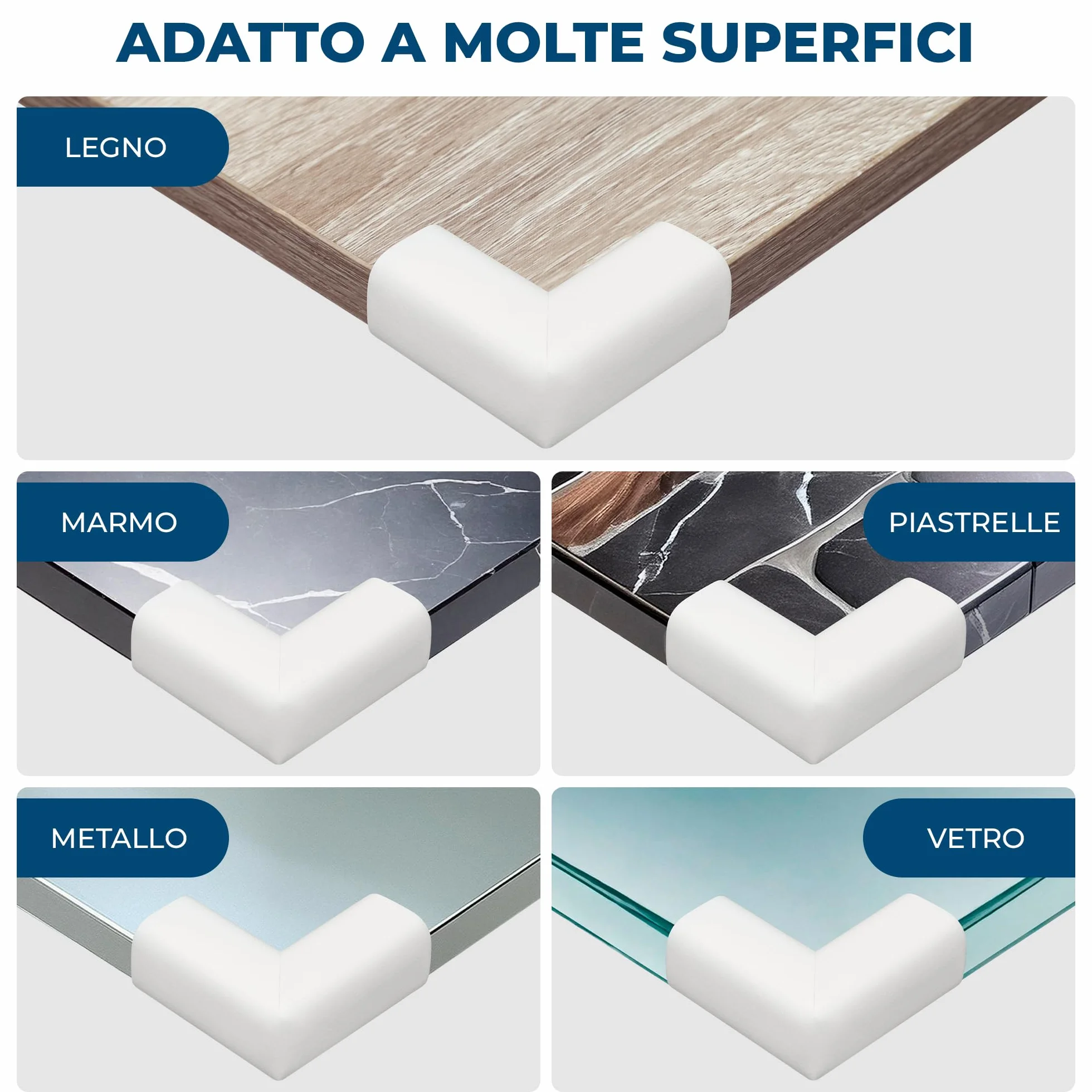 Hoffenbach Paraspigoli Angolari in Gomma per Bambini, Autoadesivi per Mobili, Sicurezza Casa, Bianco