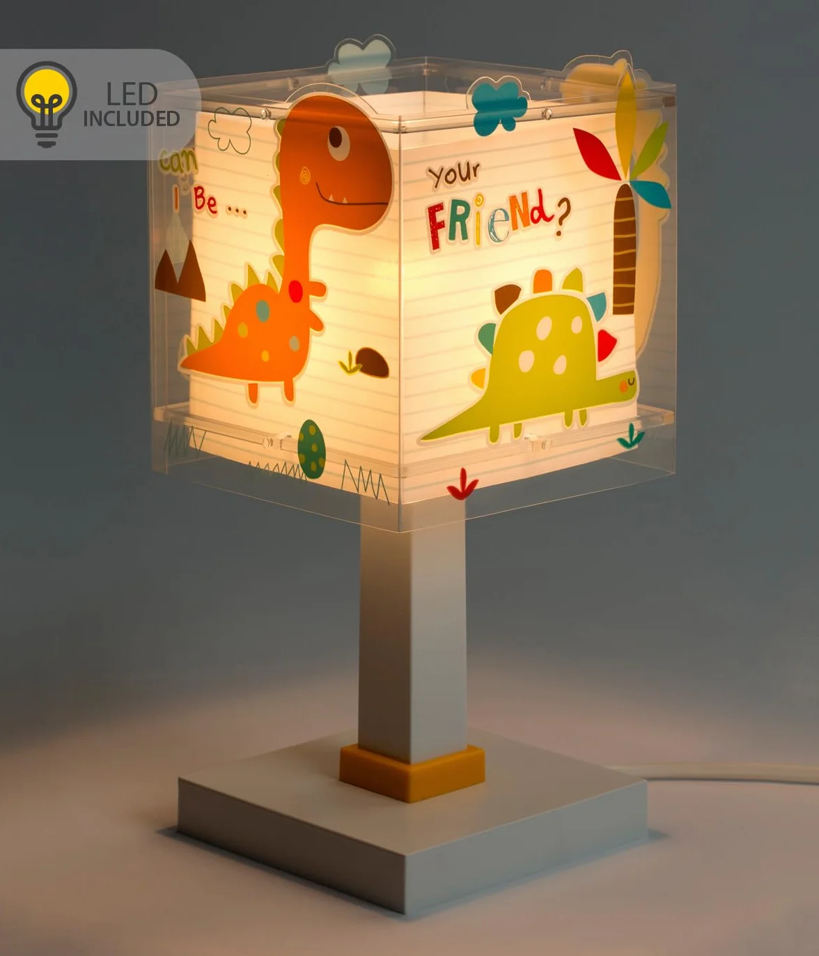 Dalber Lampada da tavolo o comodino per bambini Dinos Dinosauri, 73451N, G4-4W LED - Lampadina inclusa