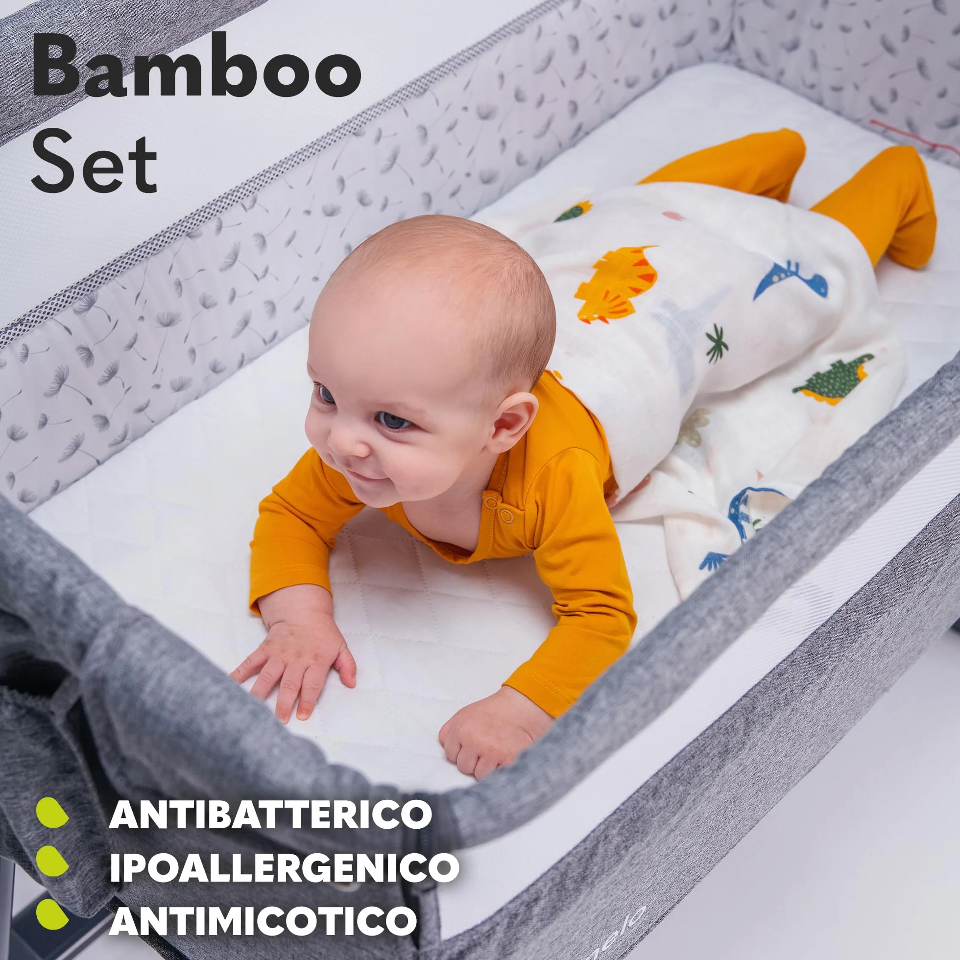 Lionelo Bamboo Set 3 Pezzi Mussole Neonato 70x70 cm Cotone Bambù 100% Naturale Antibatteriche Antimicotiche Ipoallergeniche