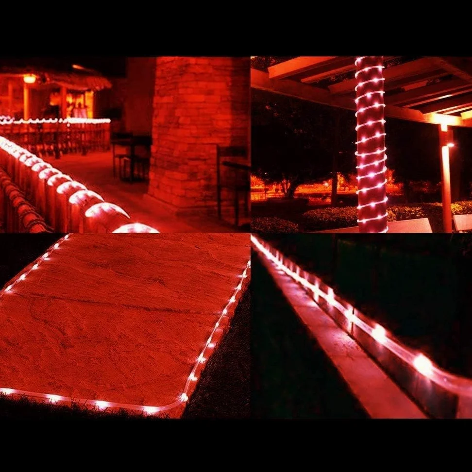 Luci a corda a batteria con telecomando, 300 LED, 32 metri, impermeabili, per esterni, matrimoni, giardino, decorazione per recinzioni Decorazione (rosso)