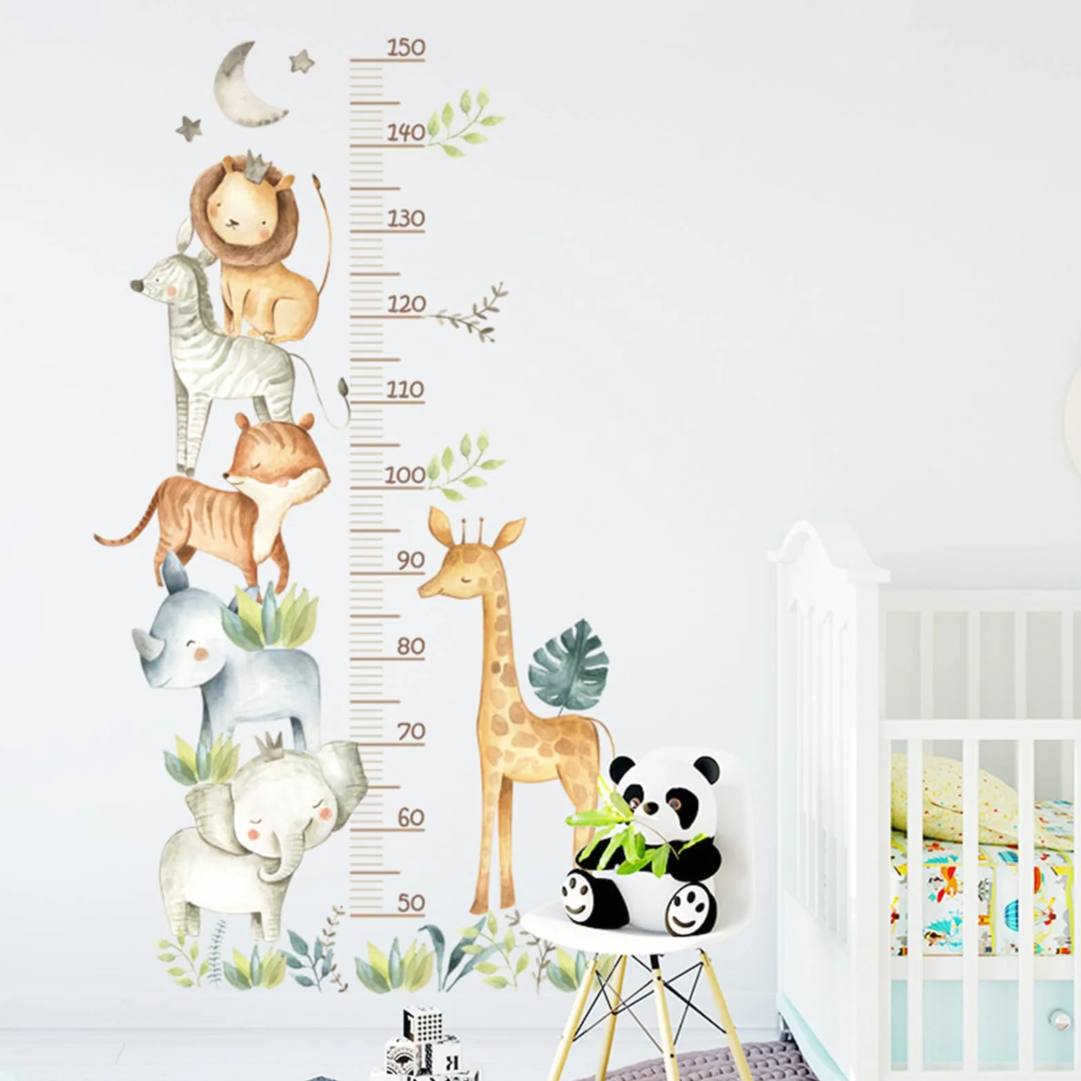 Forhome Adesivo Murale Autoadesivo Tabella di Altezza per Bambini Animali della Foresta 50-150 cm