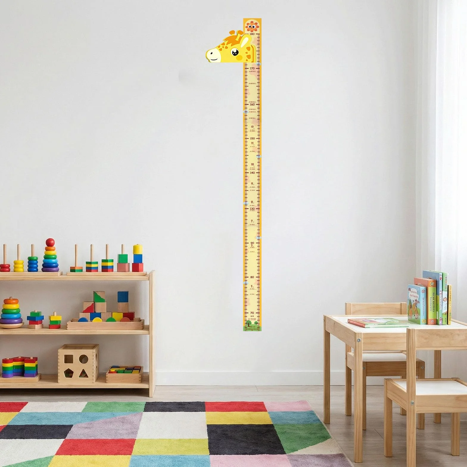 Metro da Parete 3D Giraffa per Bambini, Sticker Parete Magnetico Crescita Rimovibile 65-180 cm