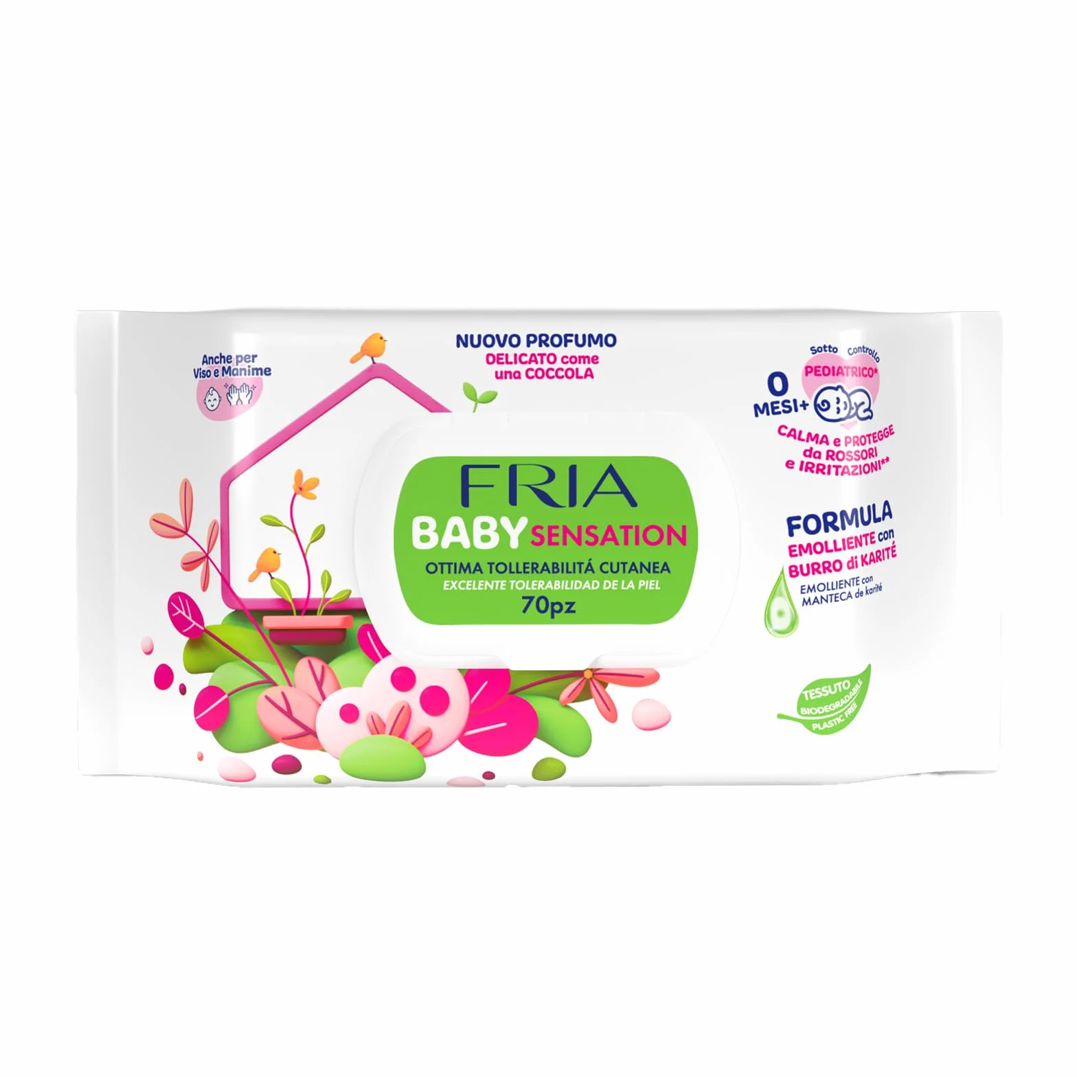 Fria Baby Sensation Salviette per Cambio Pannolino Burro di Karitè 70 Salviette